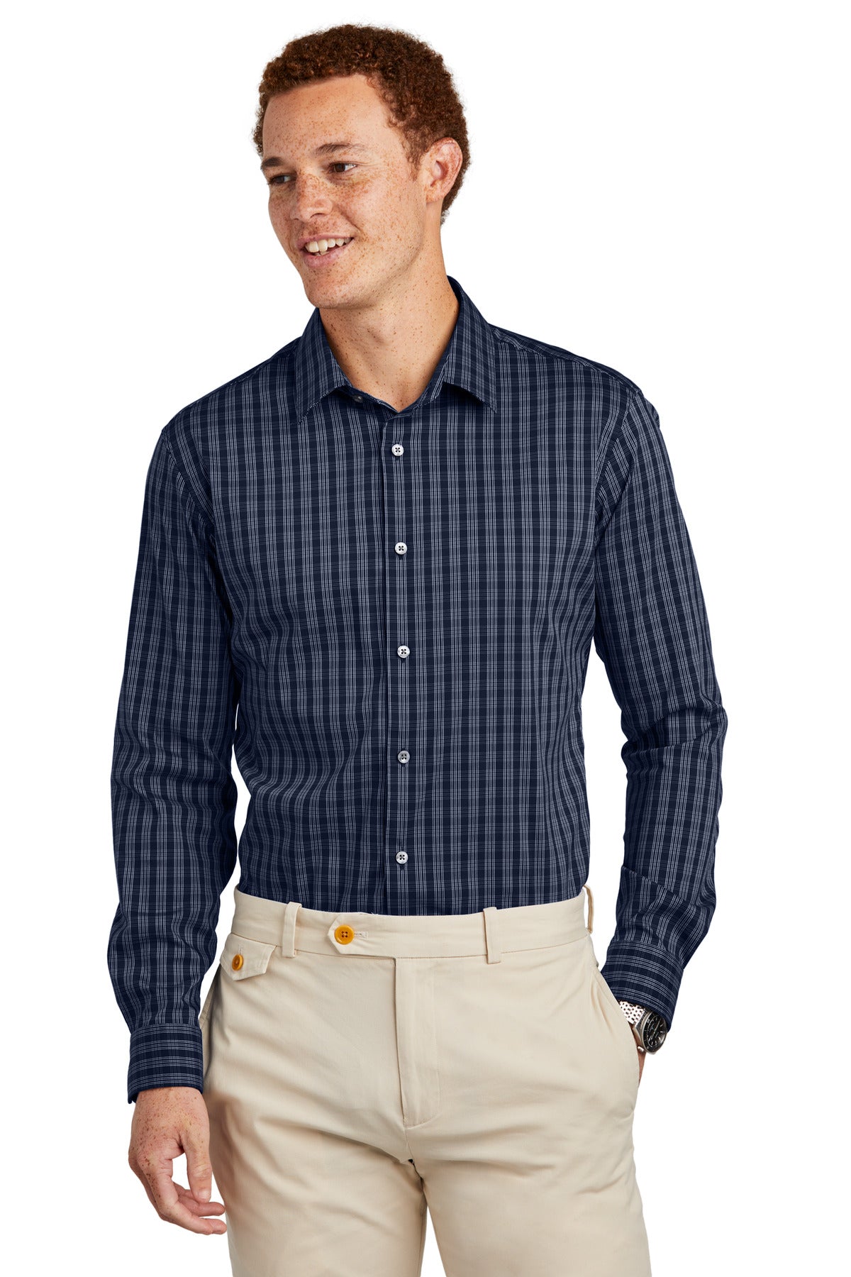 Woven Shirts Navy Blazer/ White Grid Check Brooks Brothers