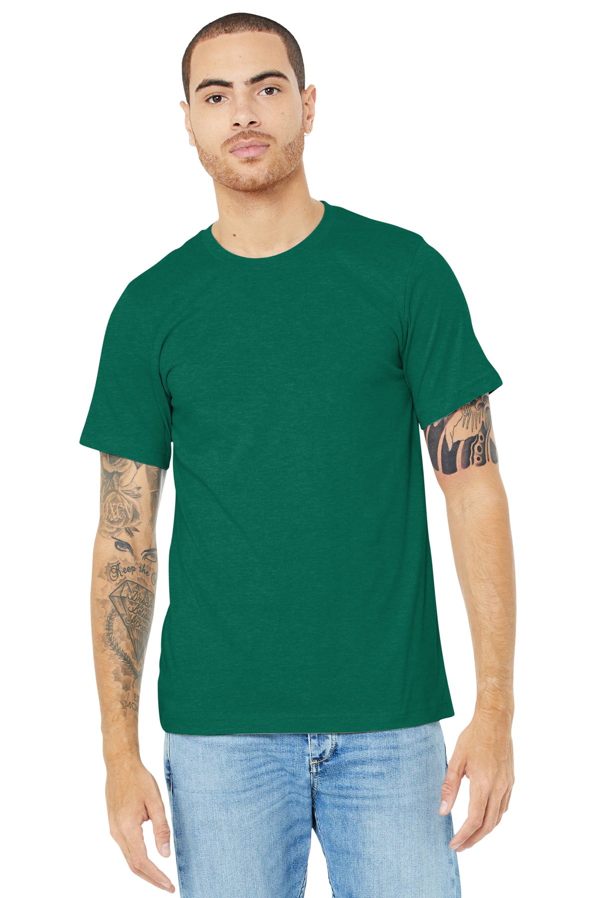T-Shirts Heather Grass Green Bella + Canvas
