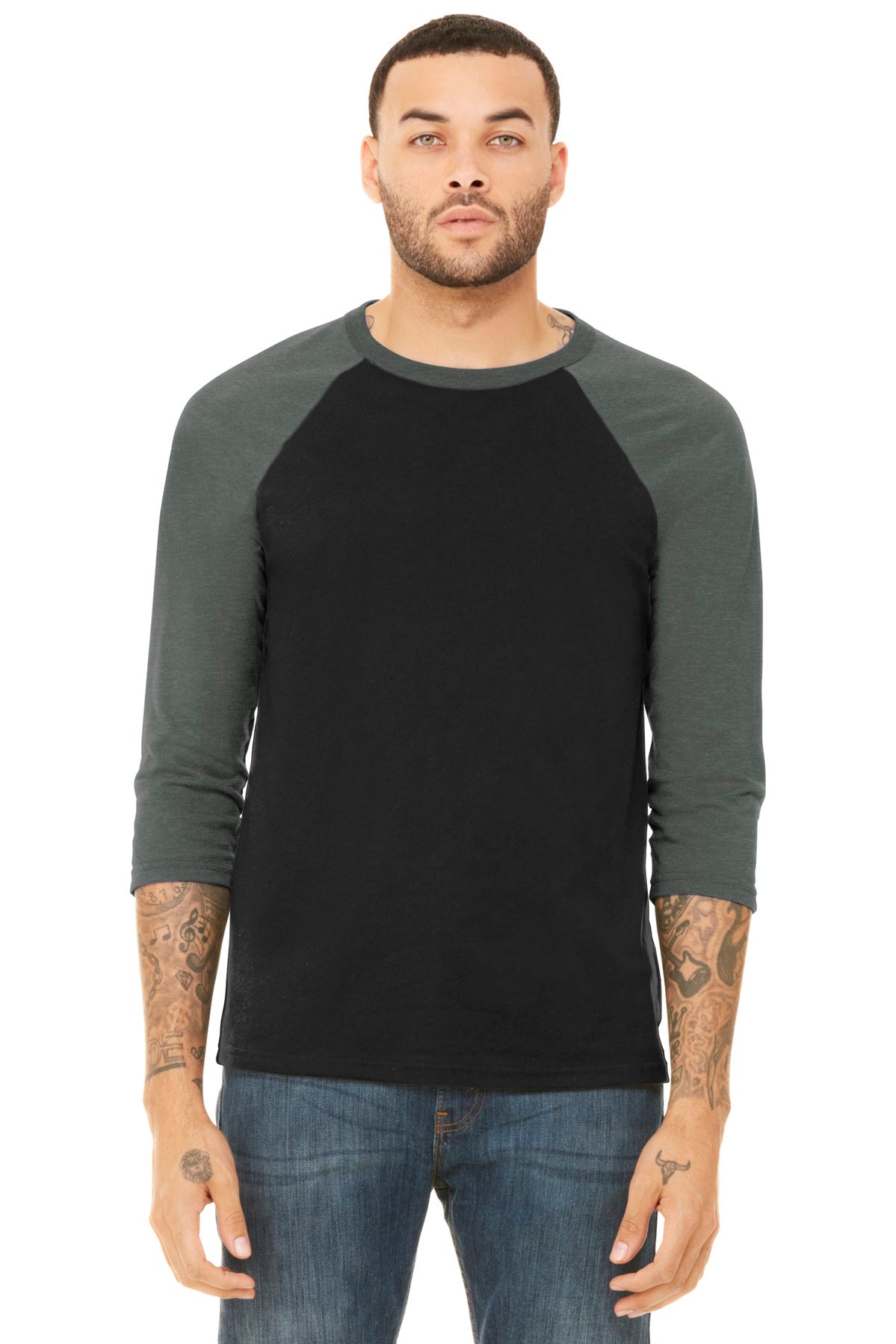 T-Shirts Black/ Deep Heather Bella + Canvas