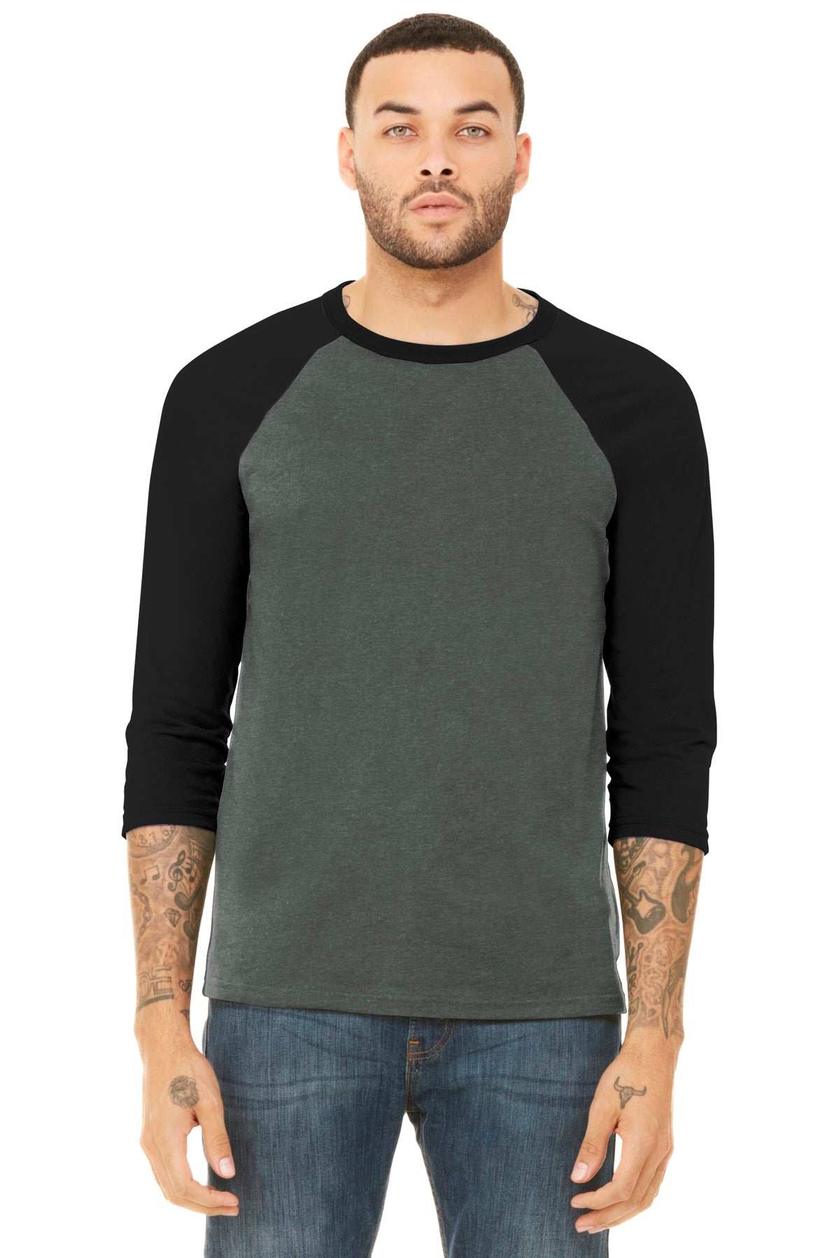 T-Shirts Deep Heather Black Bella + Canvas