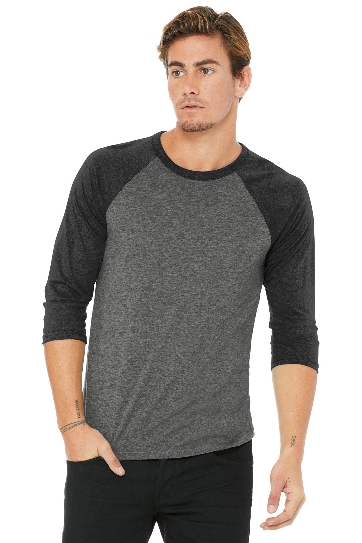 T-Shirts Grey Charcoal-Black Triblend Bella + Canvas