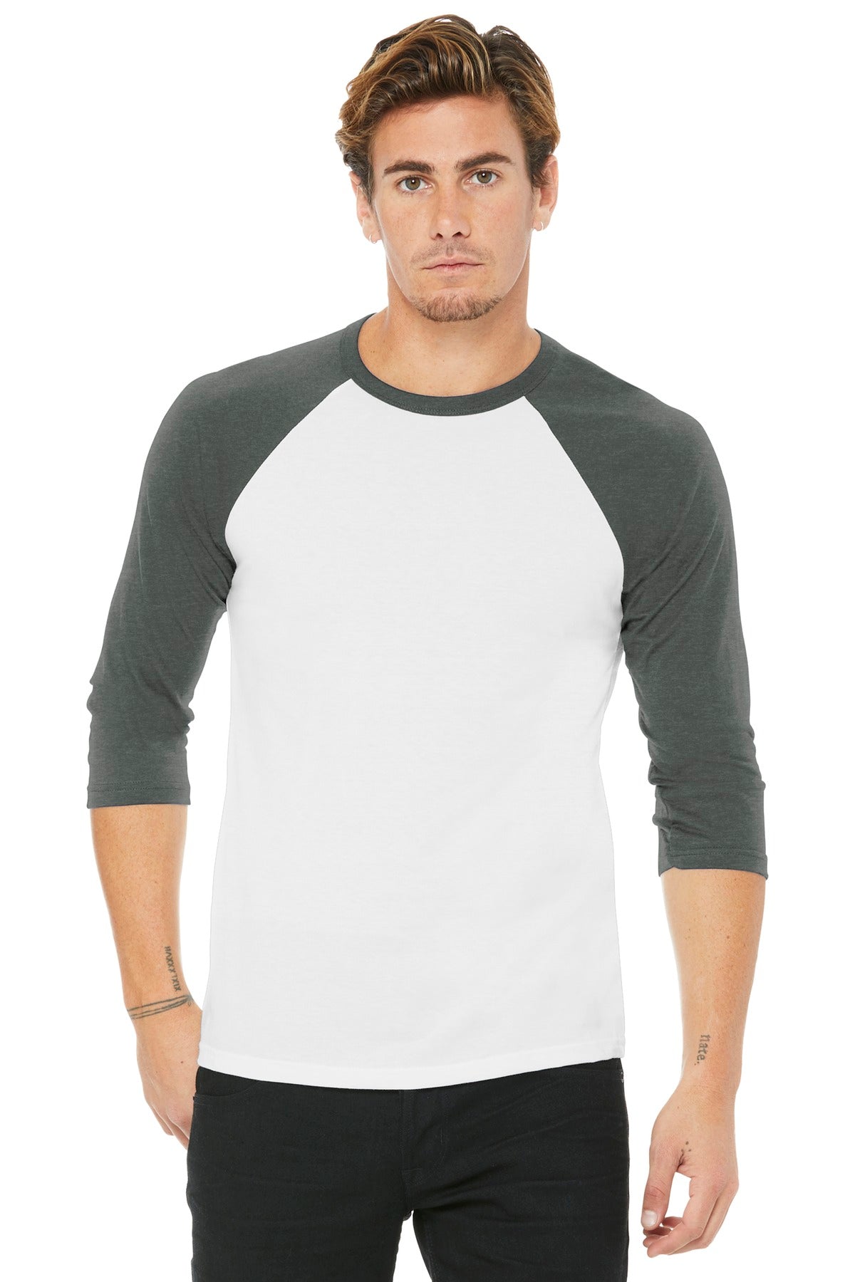 T-Shirts White Deep Heather Bella + Canvas