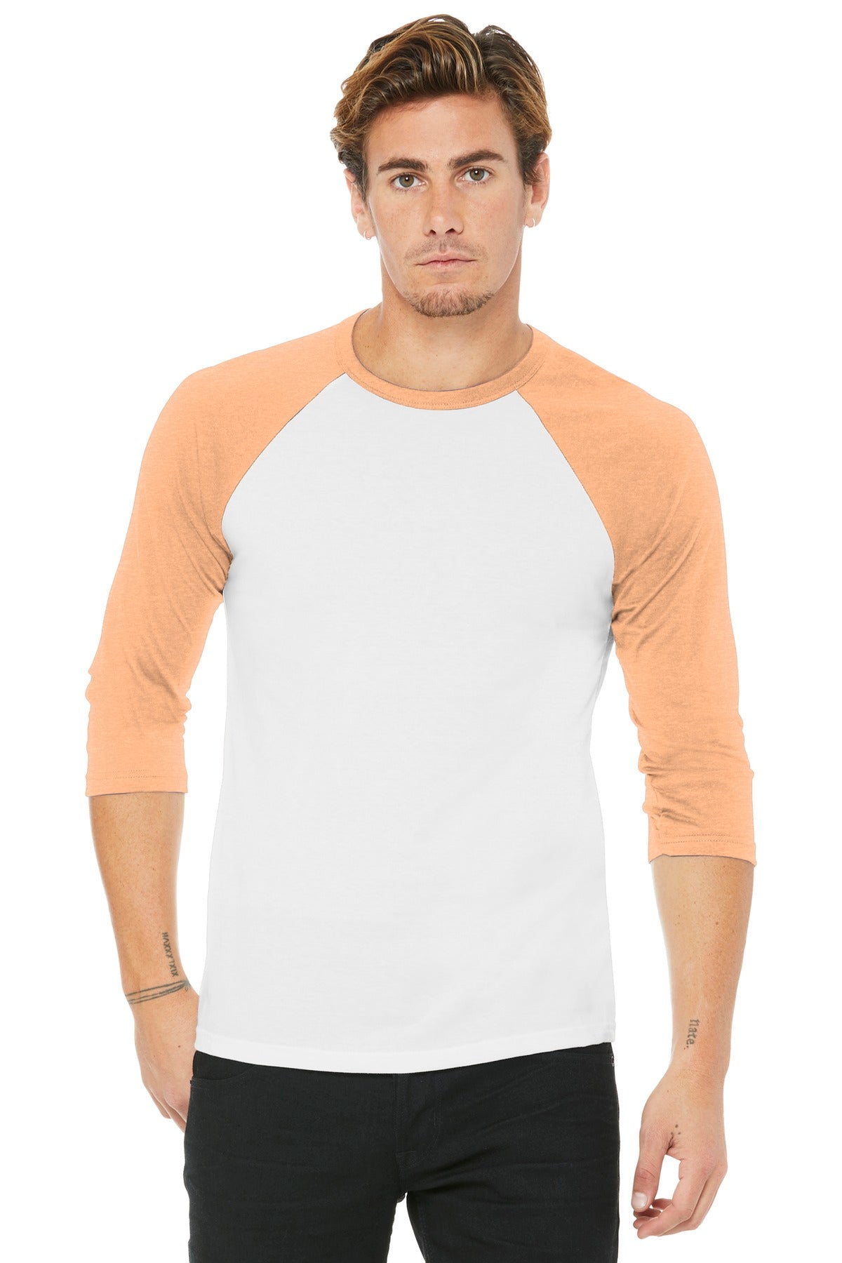 T-Shirts White Heather Peach Bella + Canvas