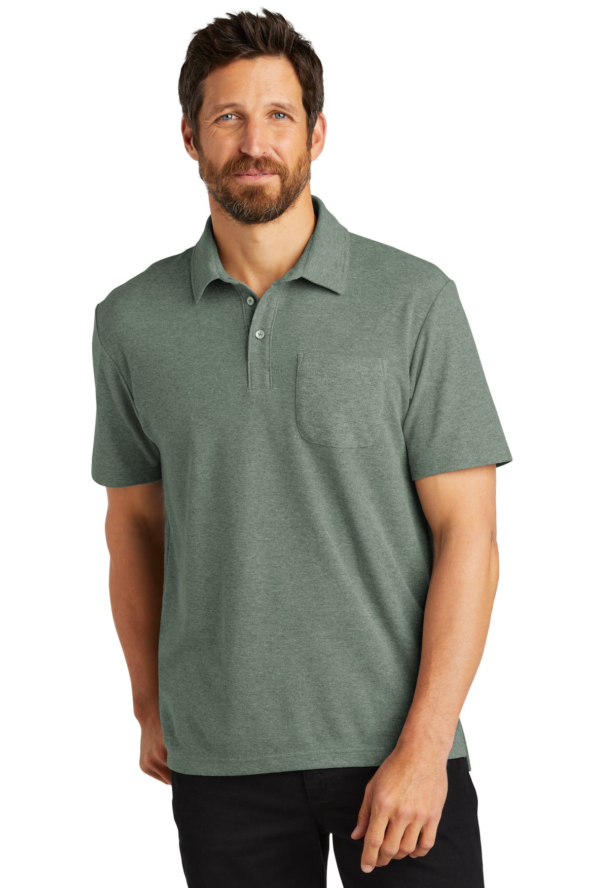 Polos/Knits Dark Green Heather Port Authority