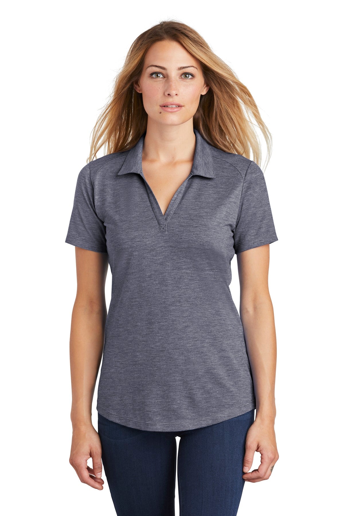 Ladies True Navy Heather Sport-Tek
