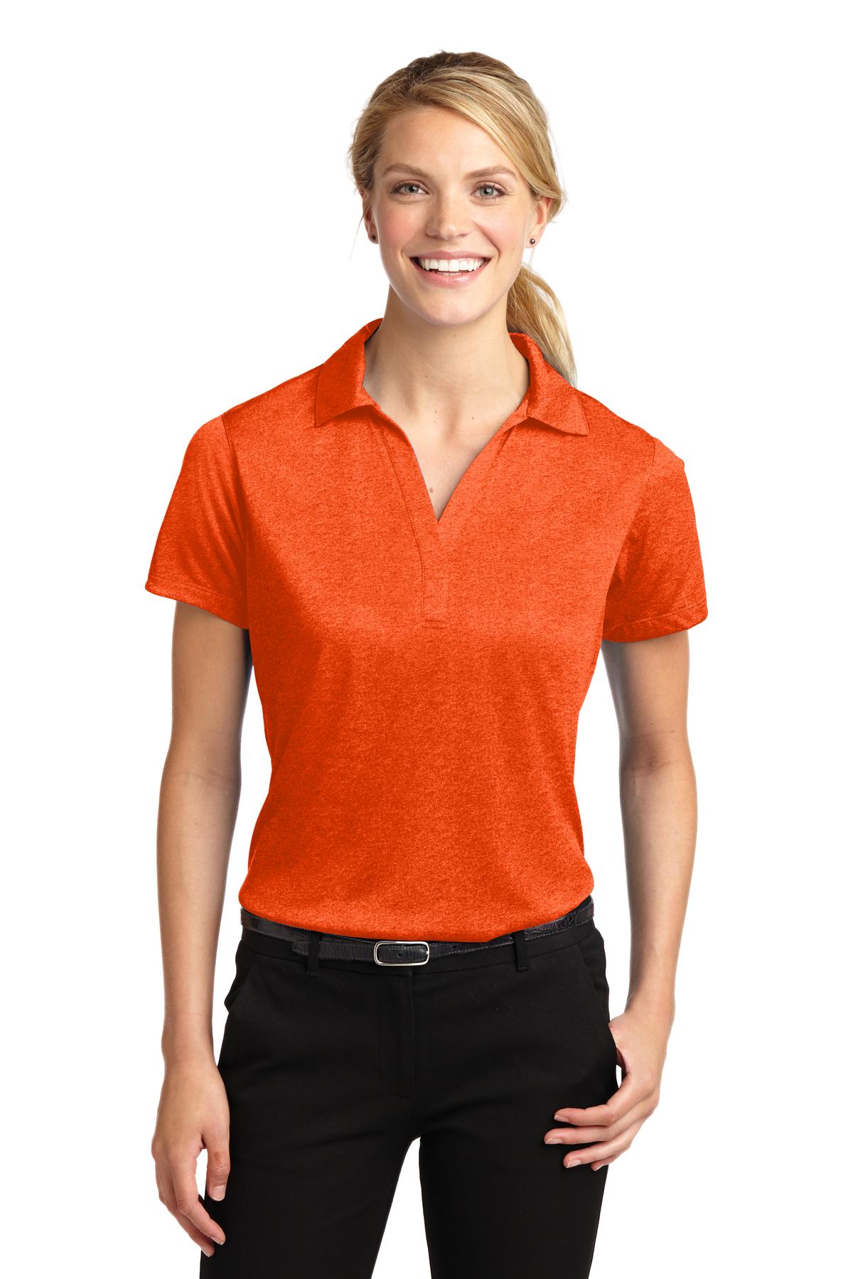 Ladies Deep Orange Heather Sport-Tek