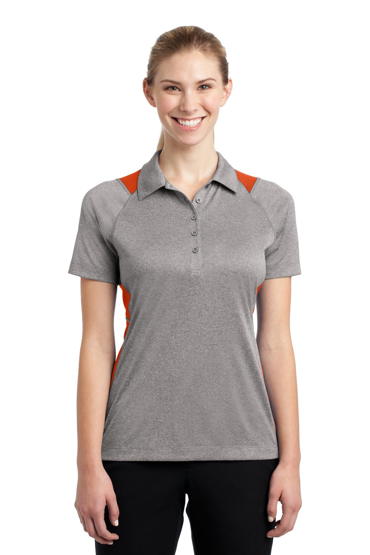 Ladies Vintage Heather/ Deep Orange Sport-Tek