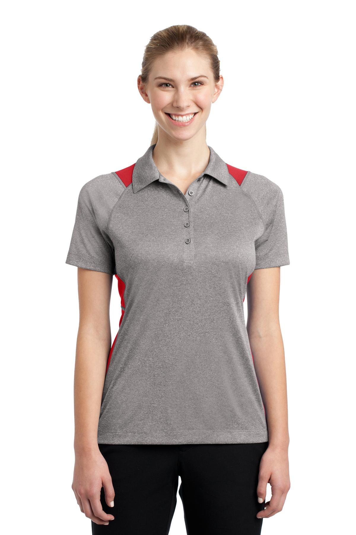 Ladies Vintage Heather/ True Red Sport-Tek