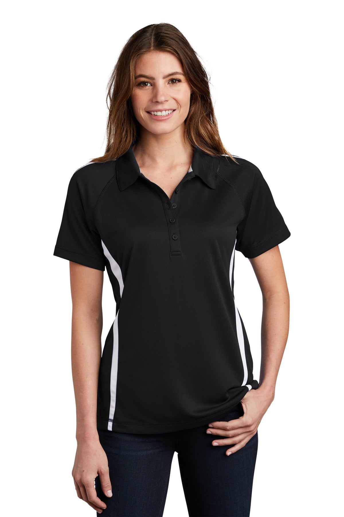 Ladies Black/ White Sport-Tek