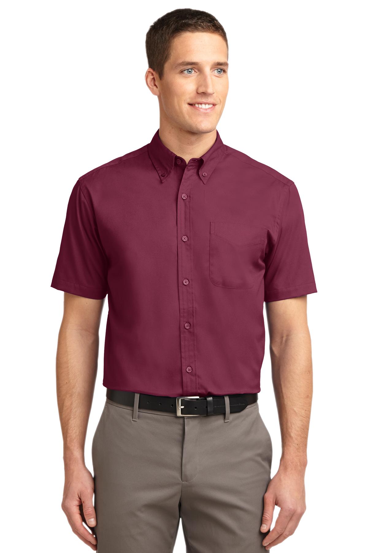 Woven Shirts Burgundy Light Stone Port Authority