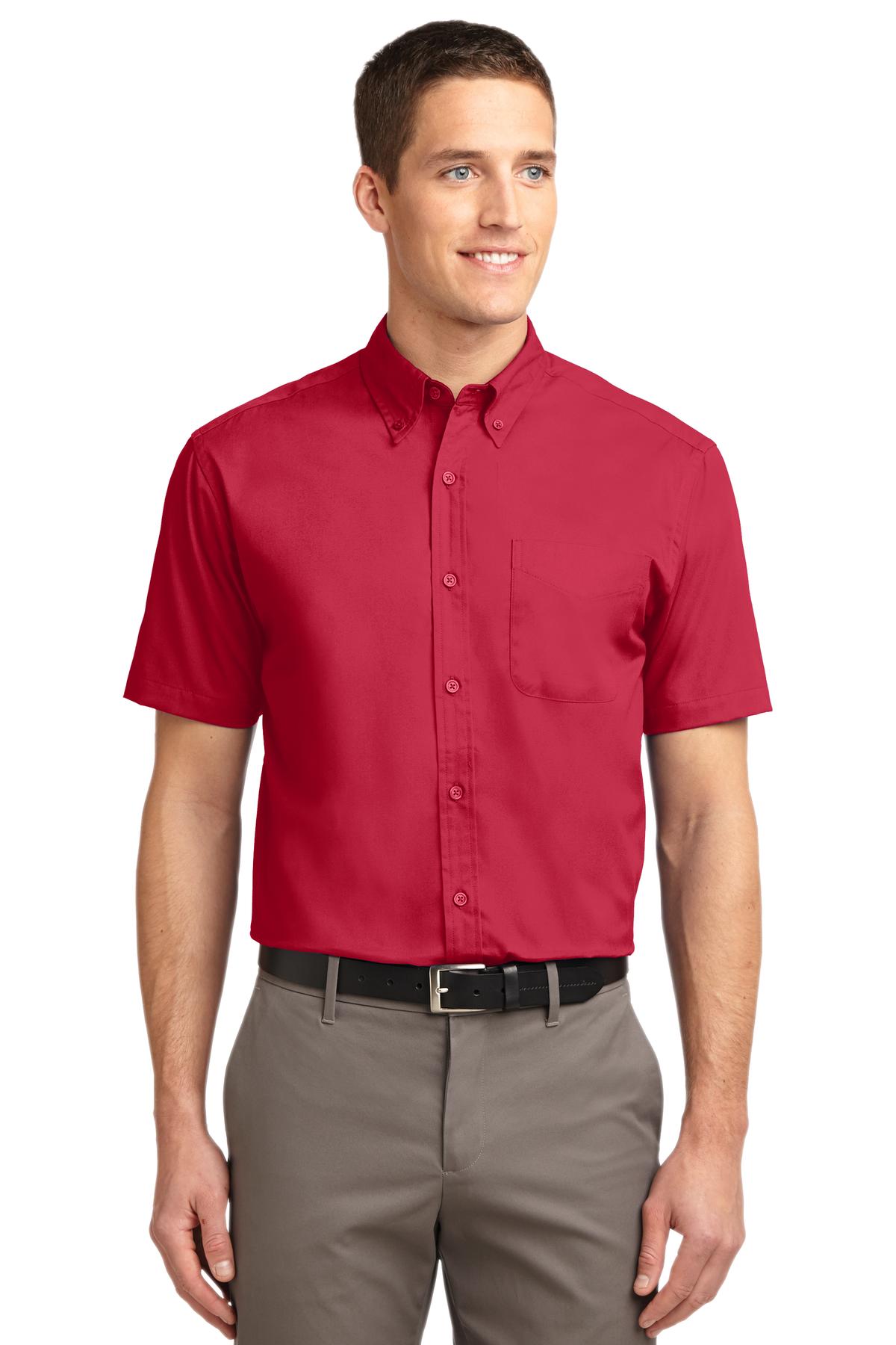 Woven Shirts Red Light Stone Port Authority
