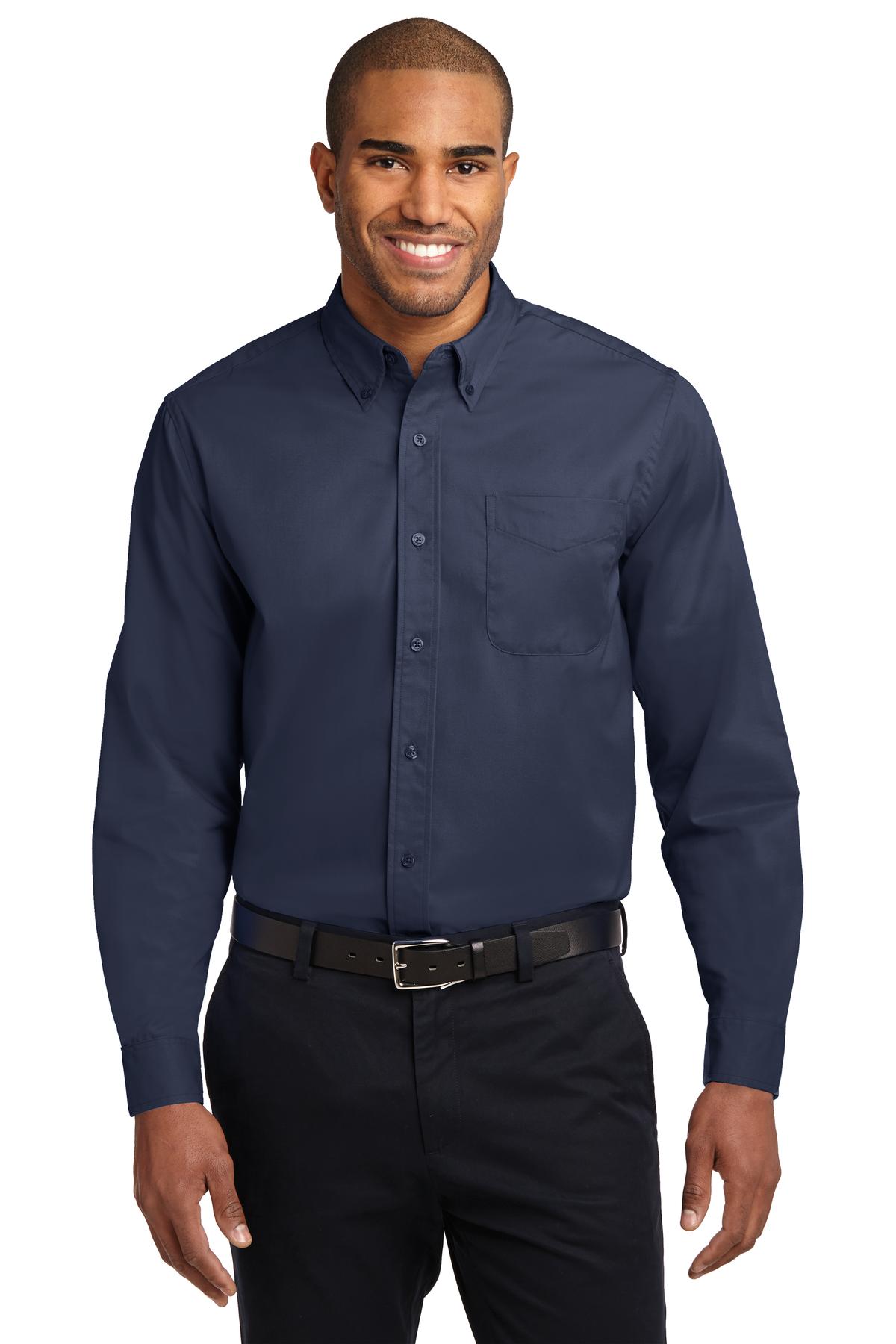 Woven Shirts Navy/ Light Stone Port Authority