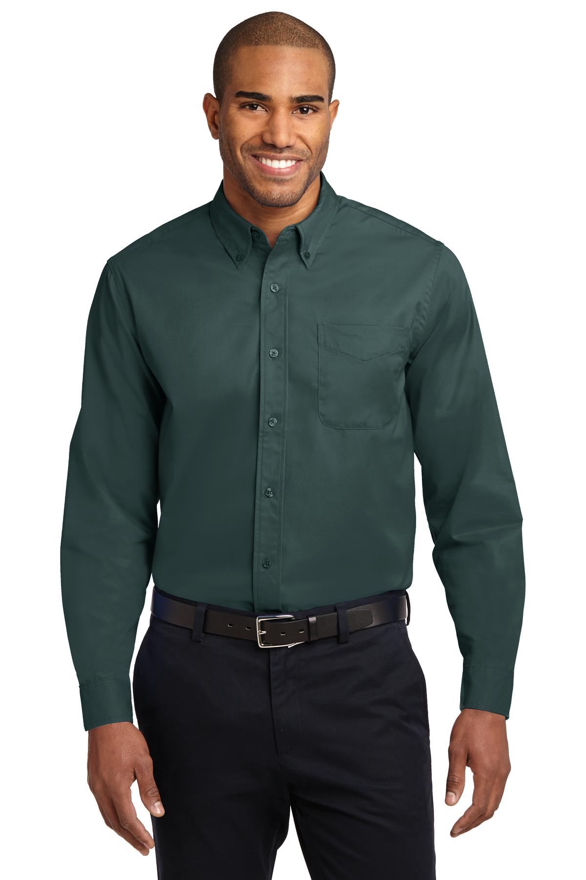 Woven Shirts Dark Green Navy Port Authority