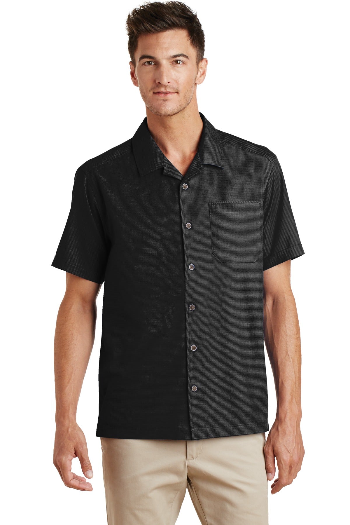 Woven Shirts Black Port Authority