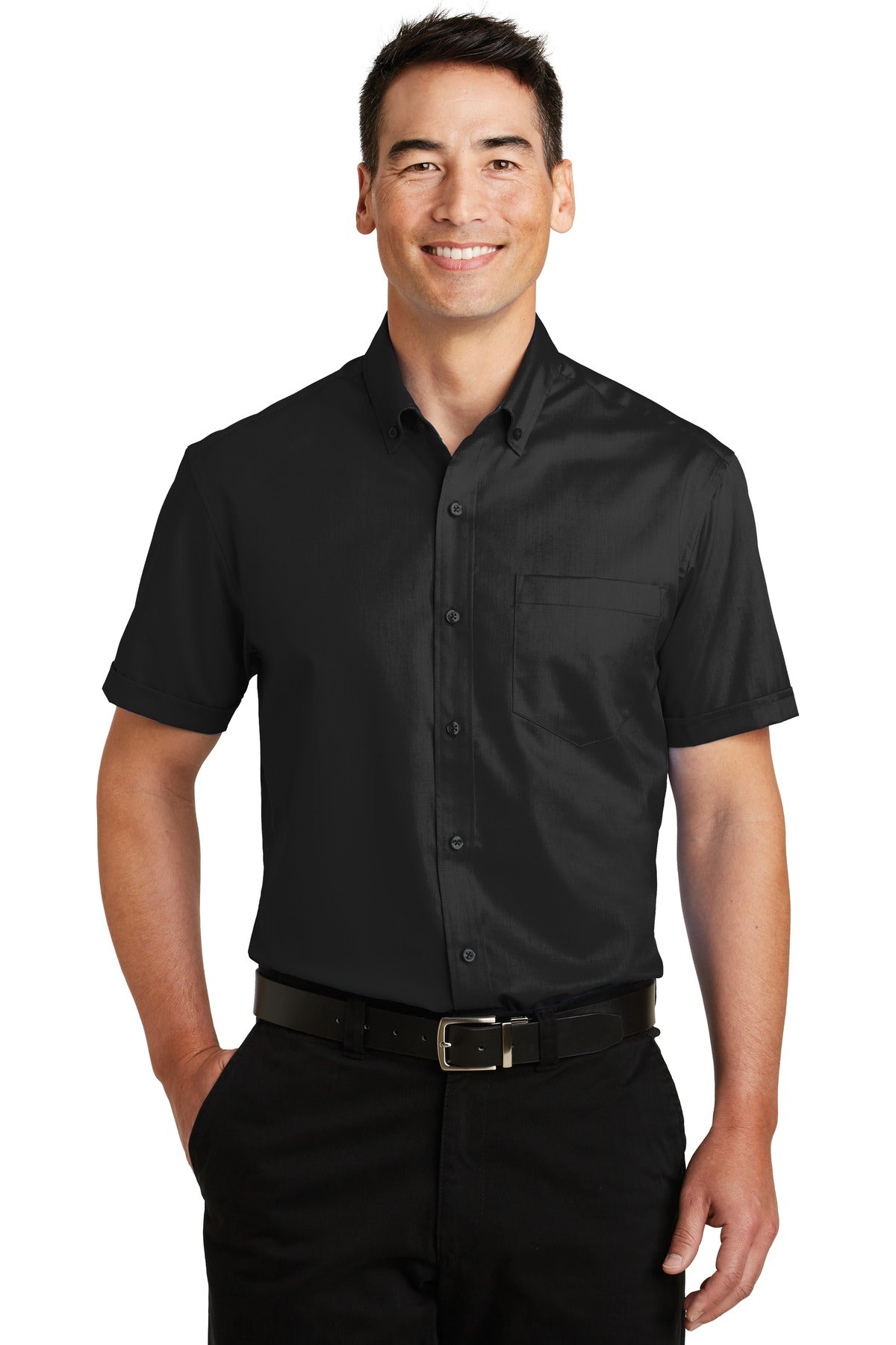 Woven Shirts Black Port Authority