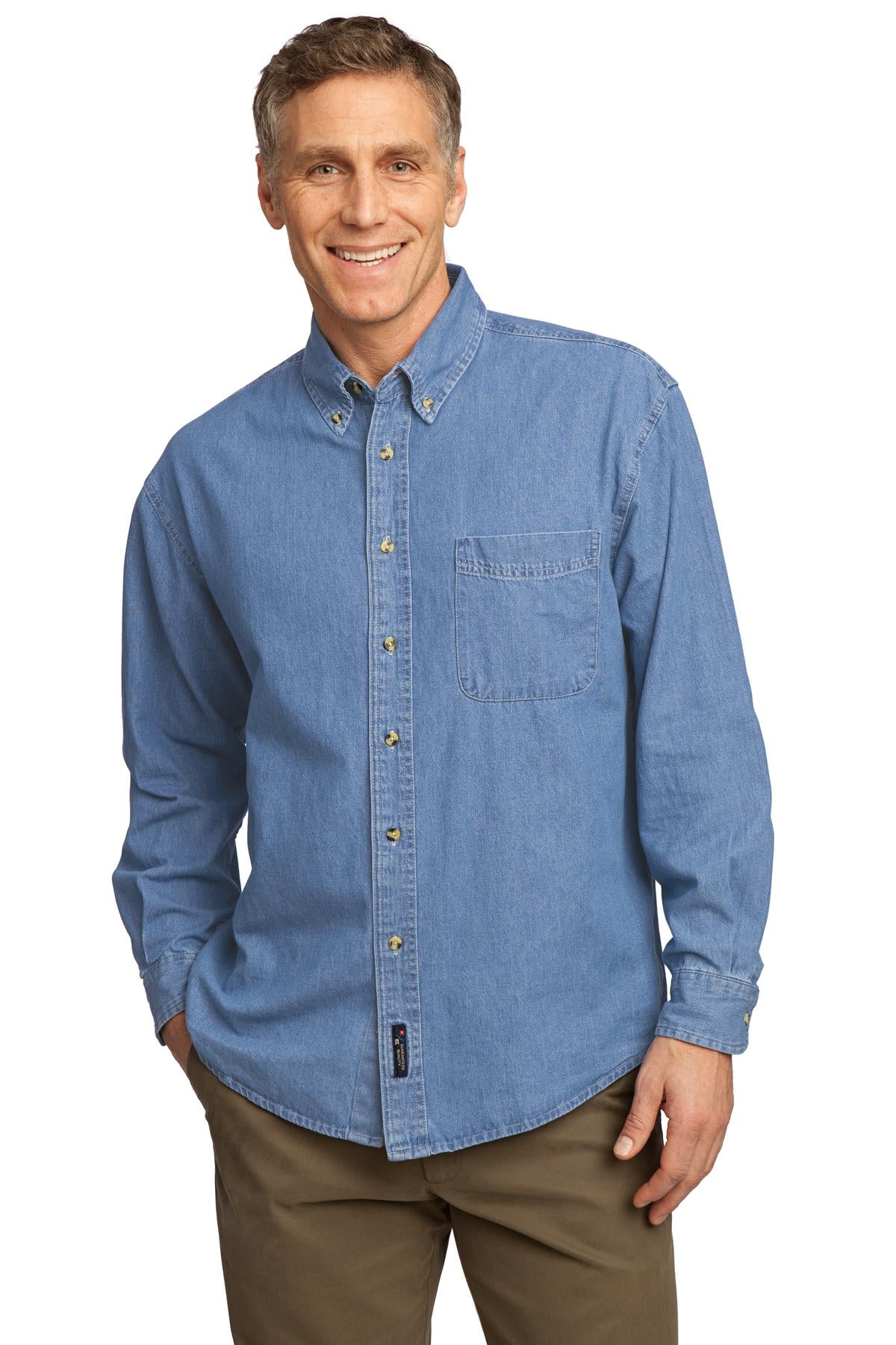 Woven Shirts Faded Blue* Port & Company