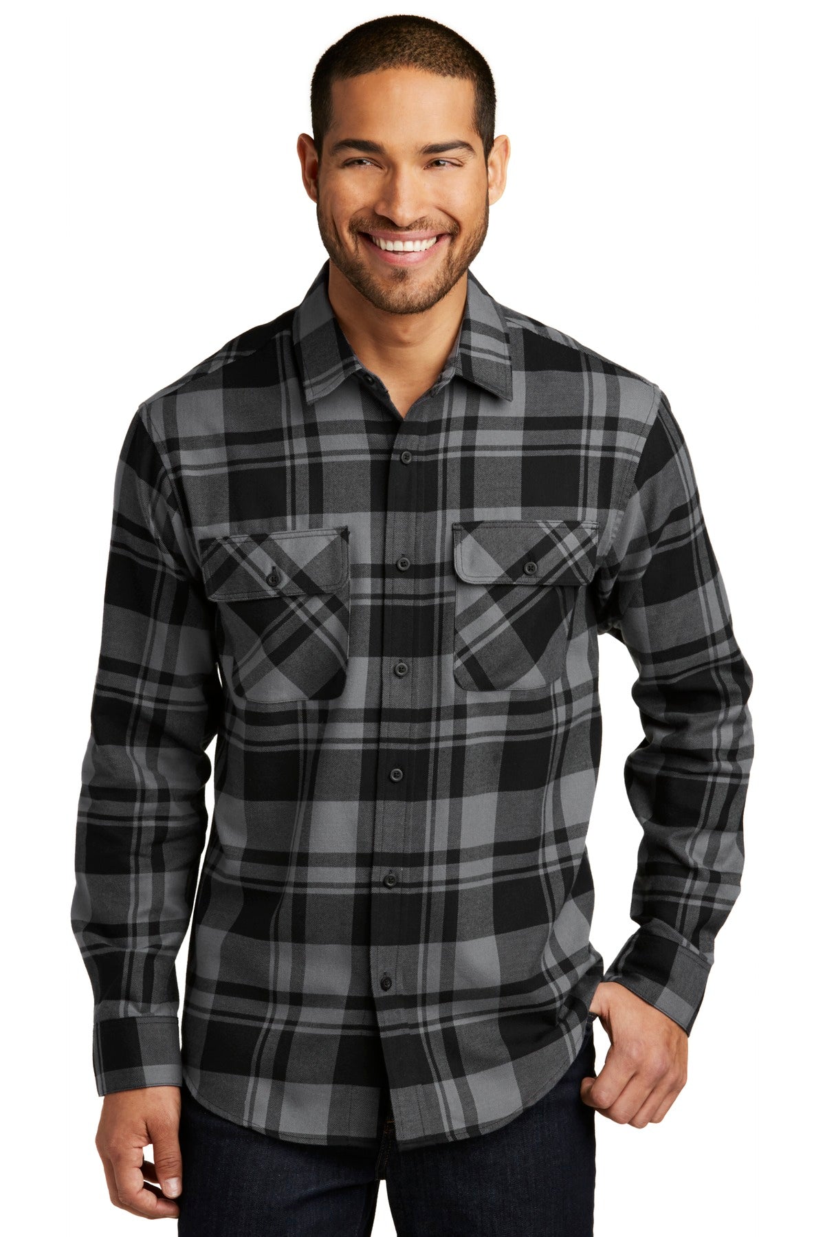 Woven Shirts Grey/ Black Port Authority