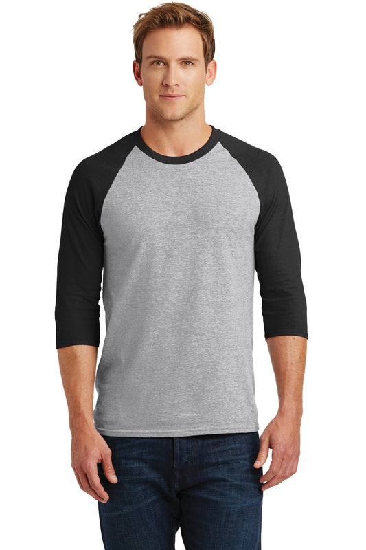Gildan® Heavy Cotton&#8482; 3/4-Sleeve Raglan T-Shirt. Sport Grey/ Black