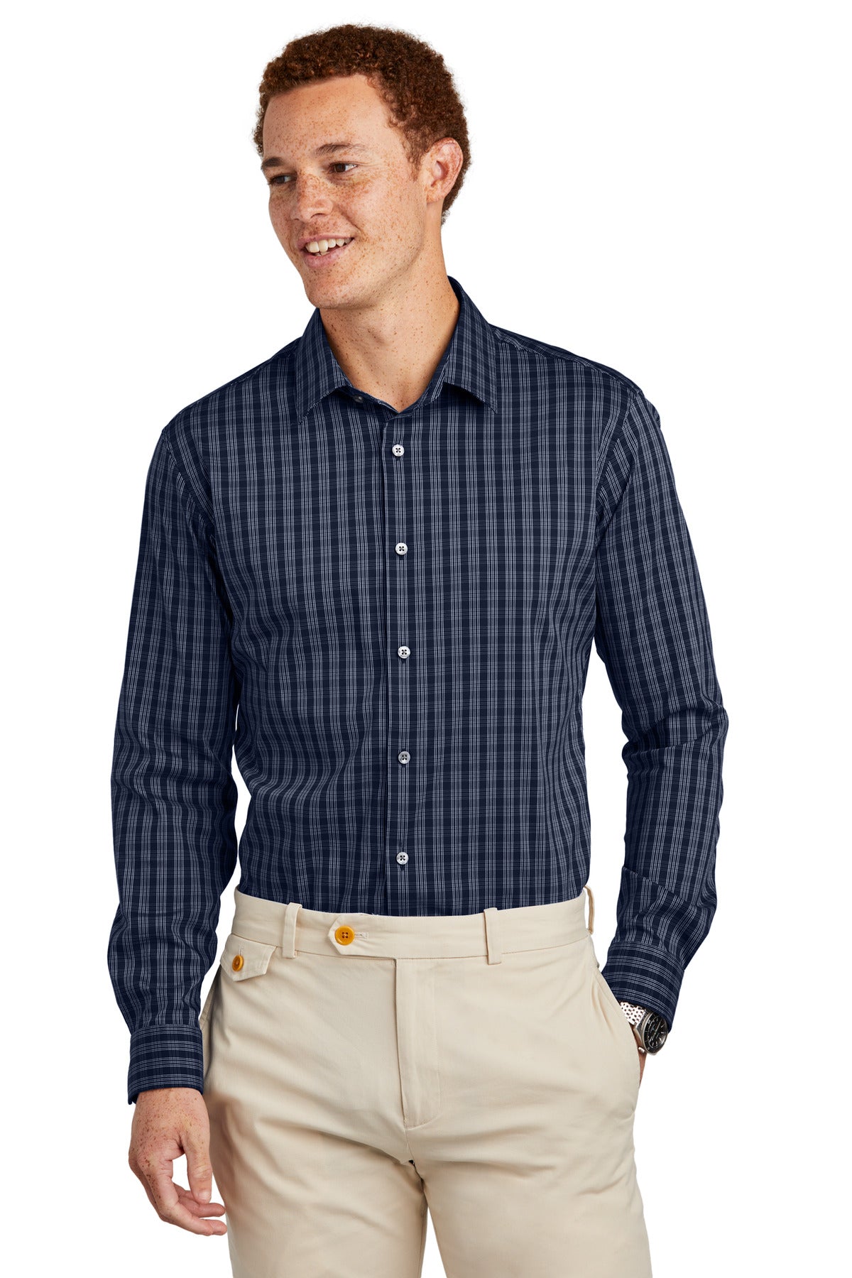 Woven Shirts Navy Blazer/ White Grid Check Brooks Brothers