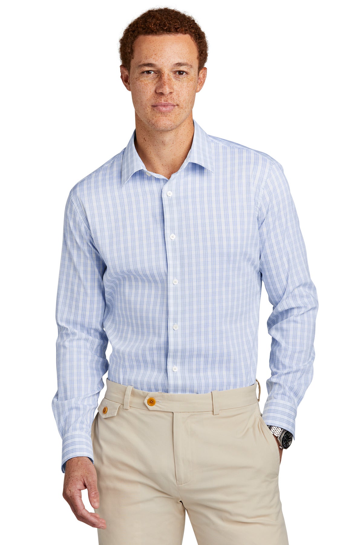 Woven Shirts White/ Newport Blue Grid Check Brooks Brothers