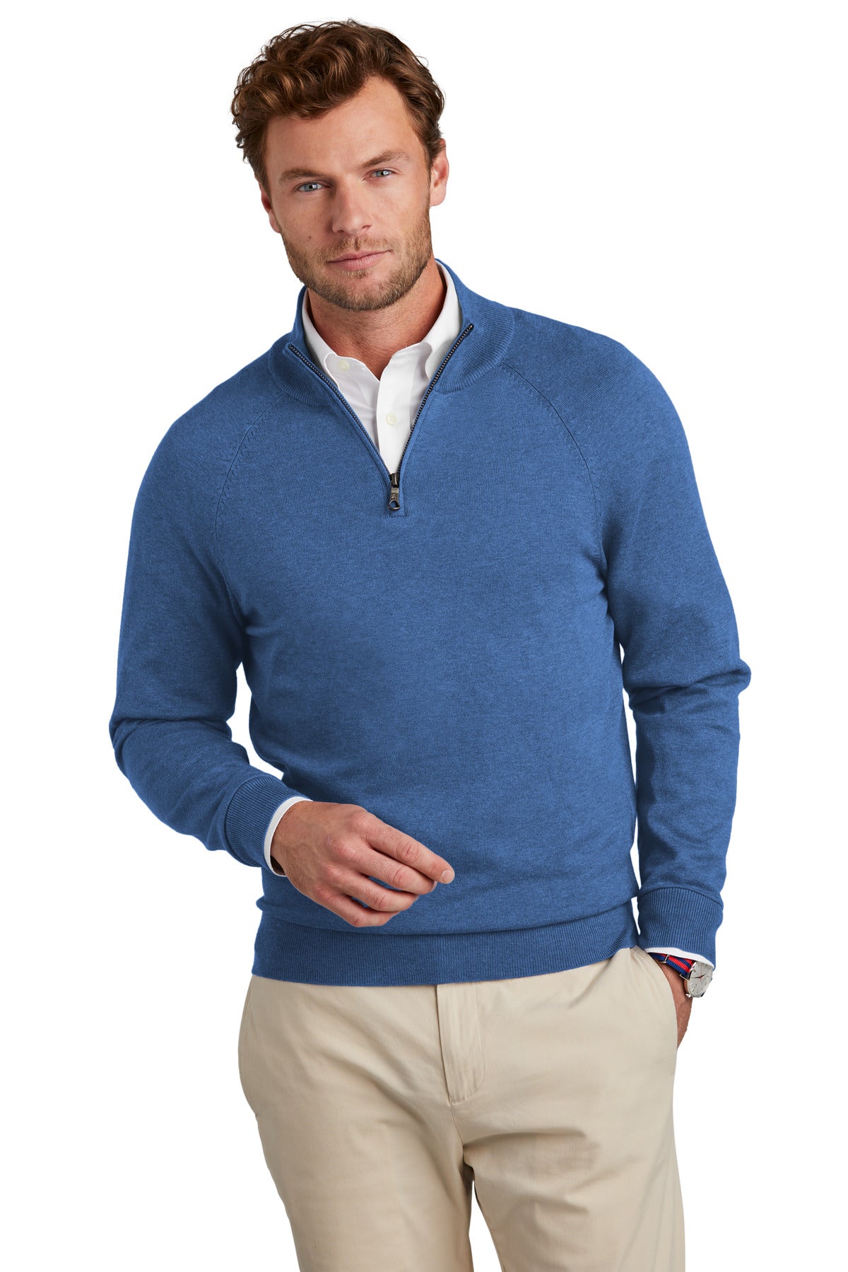 Polos/Knits Charter Blue Heather Brooks Brothers