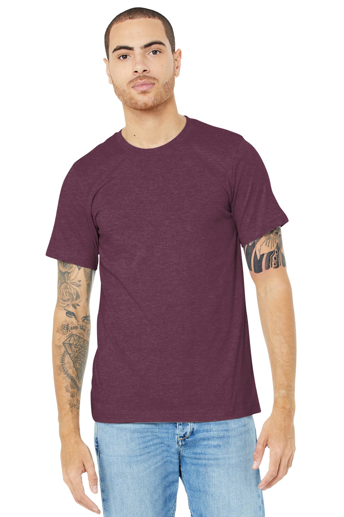 T-Shirts Heather Maroon Bella + Canvas