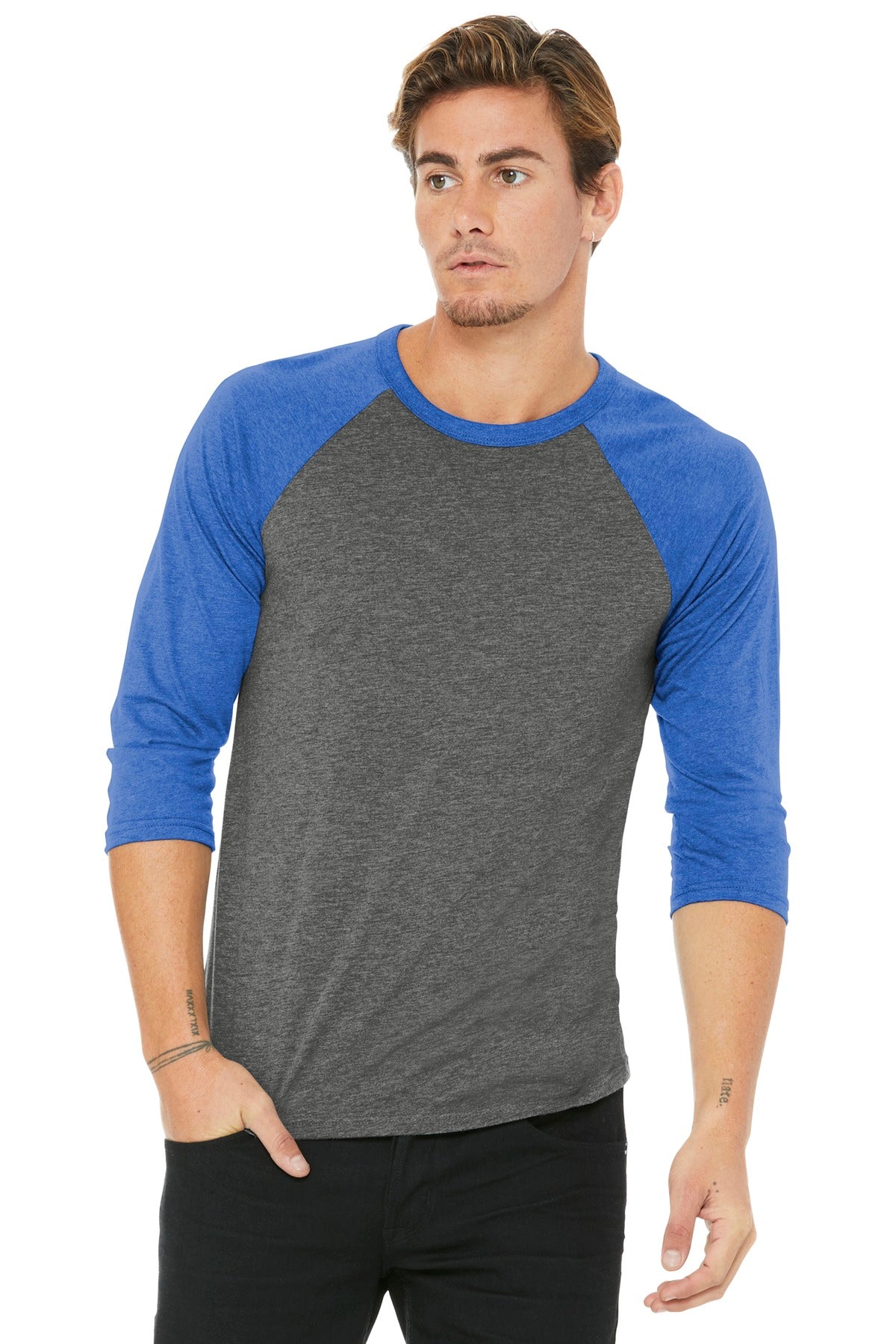 T-Shirts Grey True Royal Triblend Bella + Canvas
