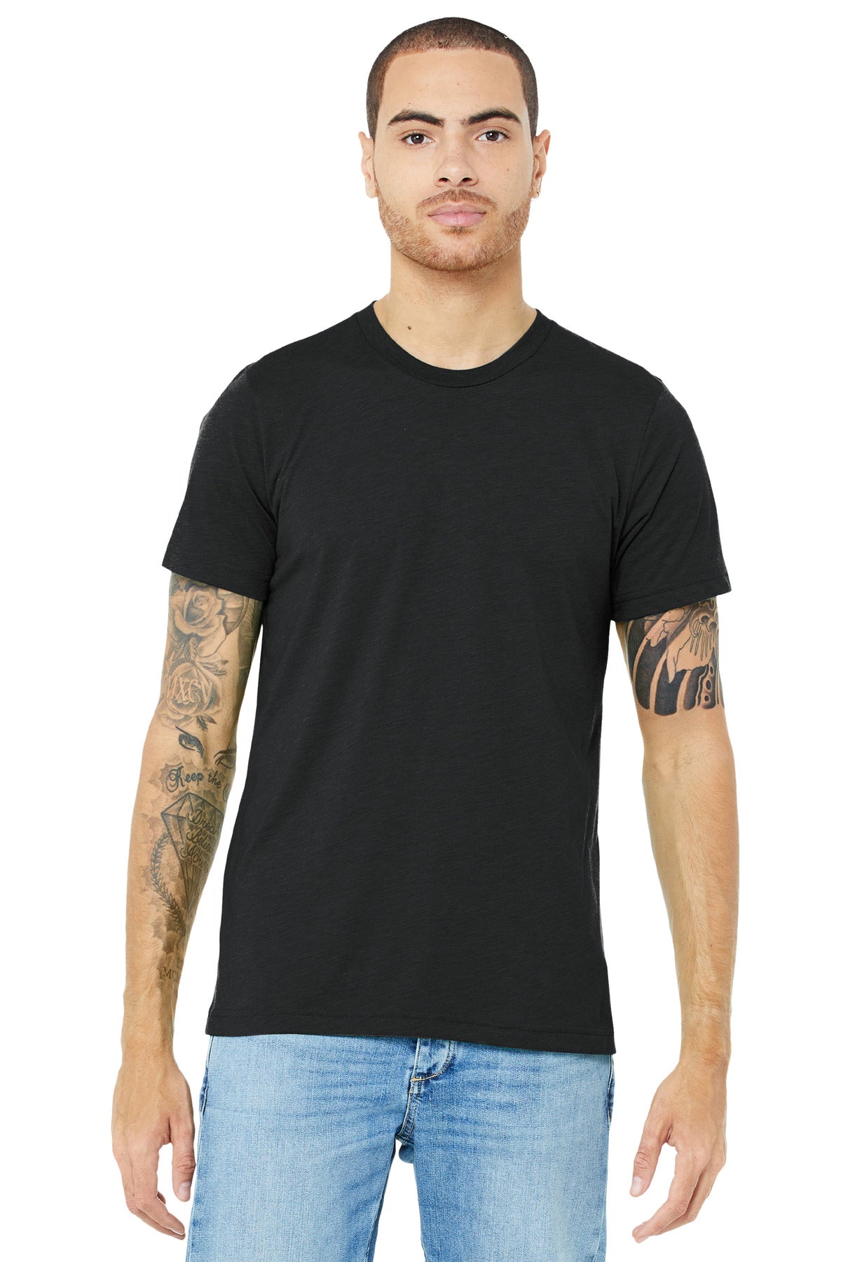 T-Shirts Solid Dark Grey Triblend Bella + Canvas