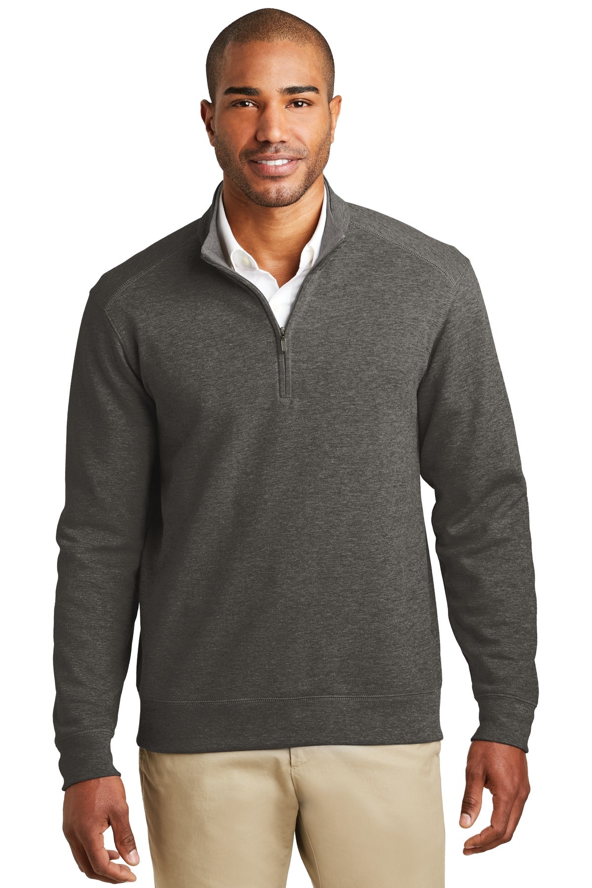 Polos/Knits Charcoal Heather/ Medium Heather Grey Port Authority