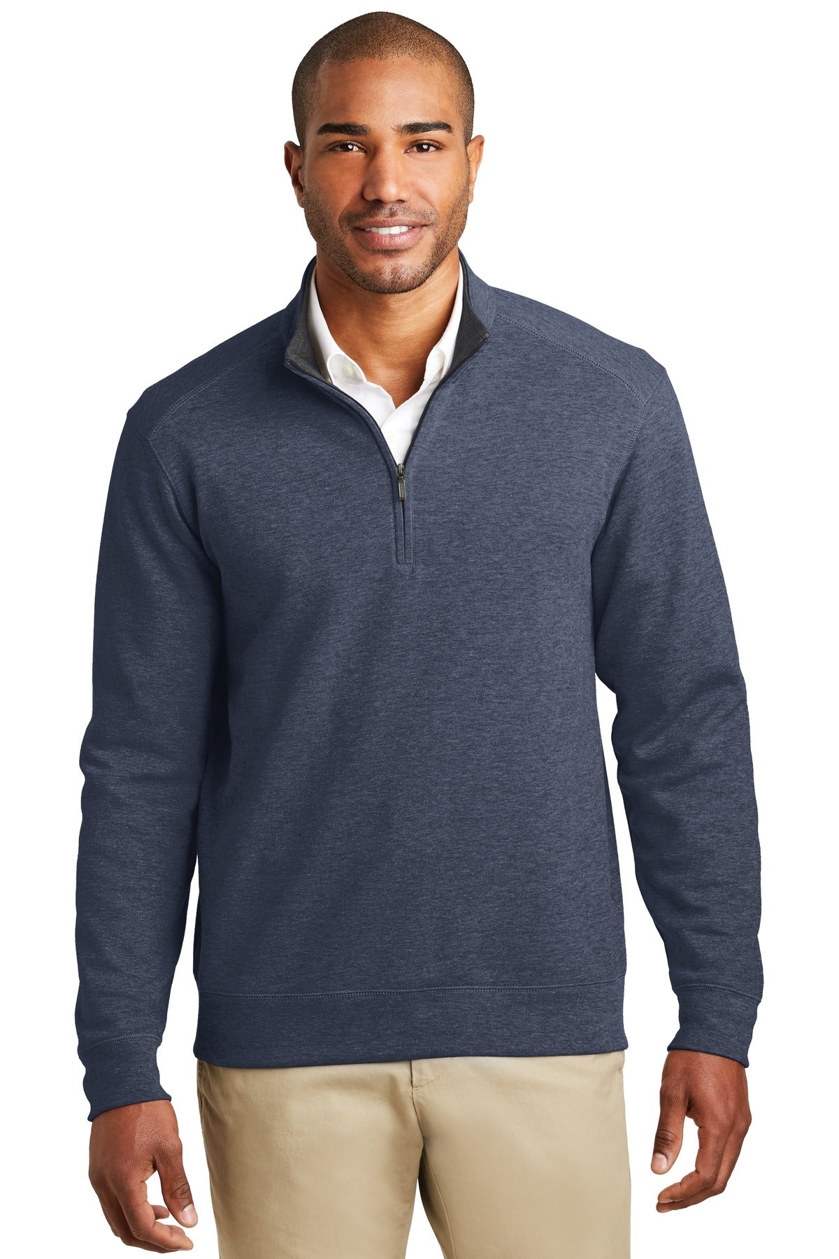 Polos/Knits Estate Blue Heather/ Charcoal Heather Port Authority