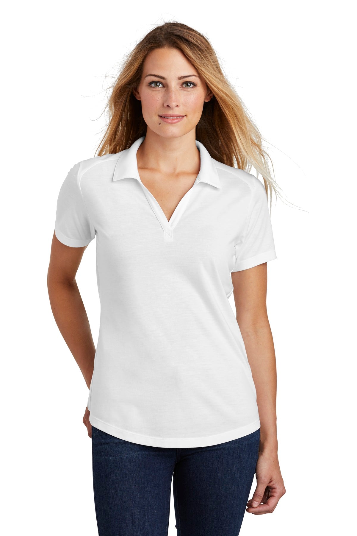 Ladies White Triad Solid Sport-Tek