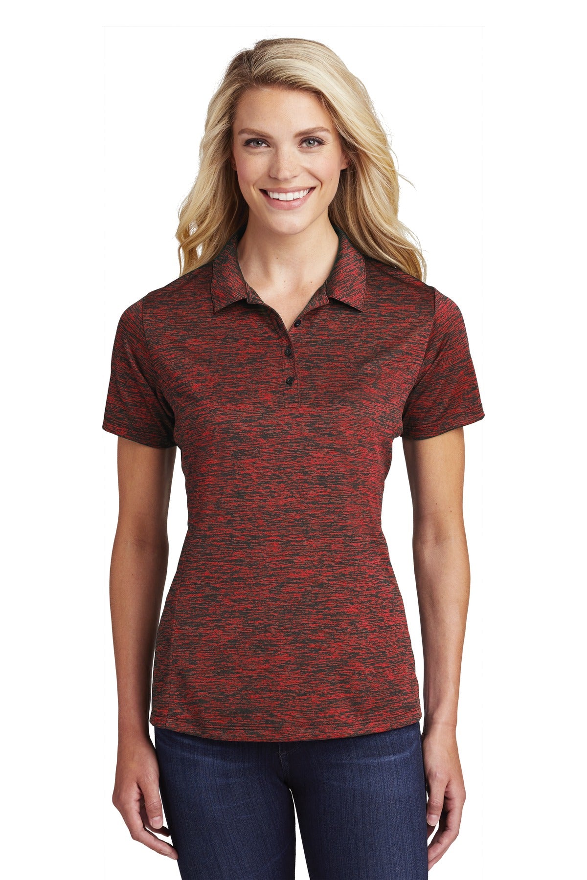 Ladies Deep Red/ Black Electric Sport-Tek