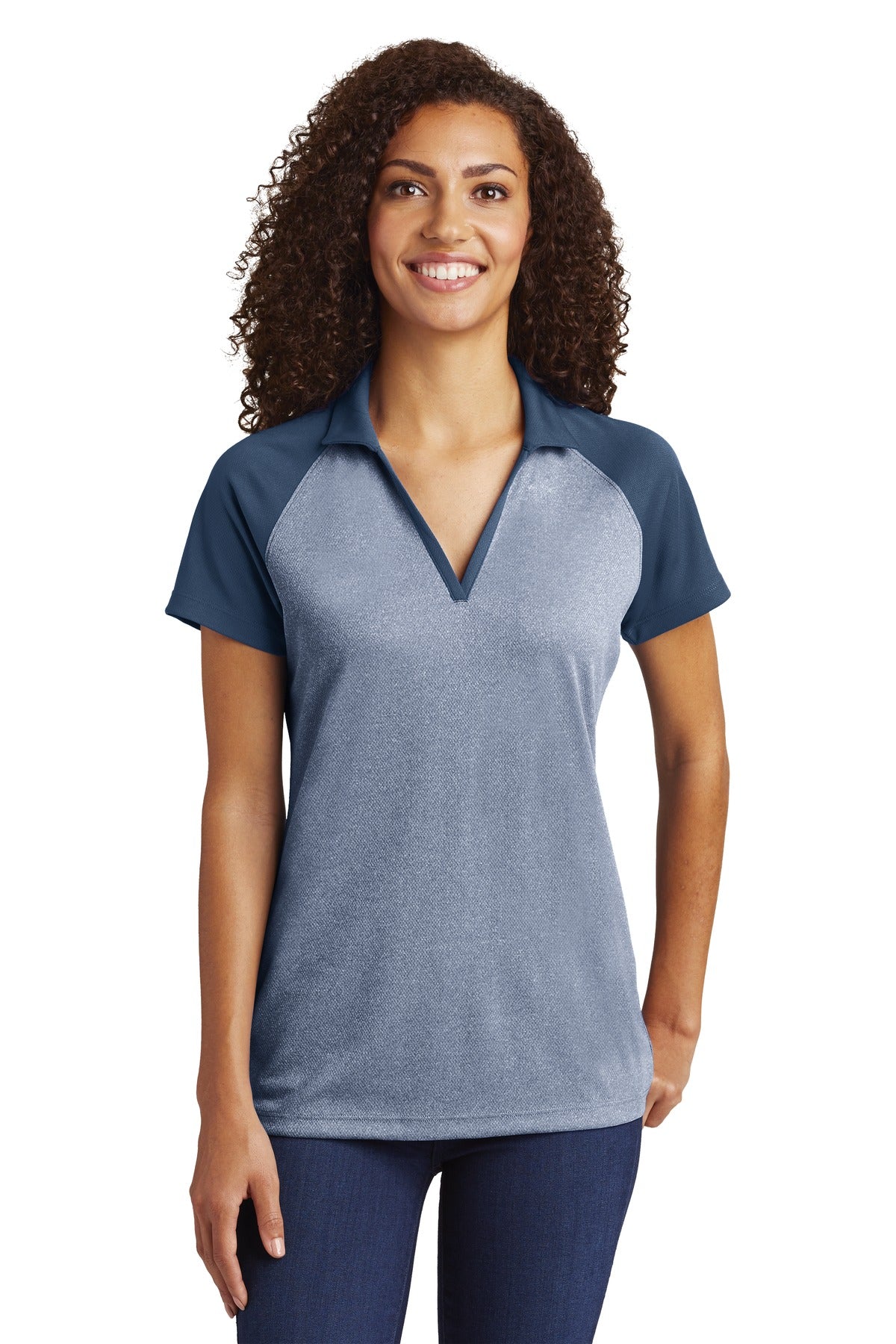 Ladies True Navy Heather/ True Navy Sport-Tek