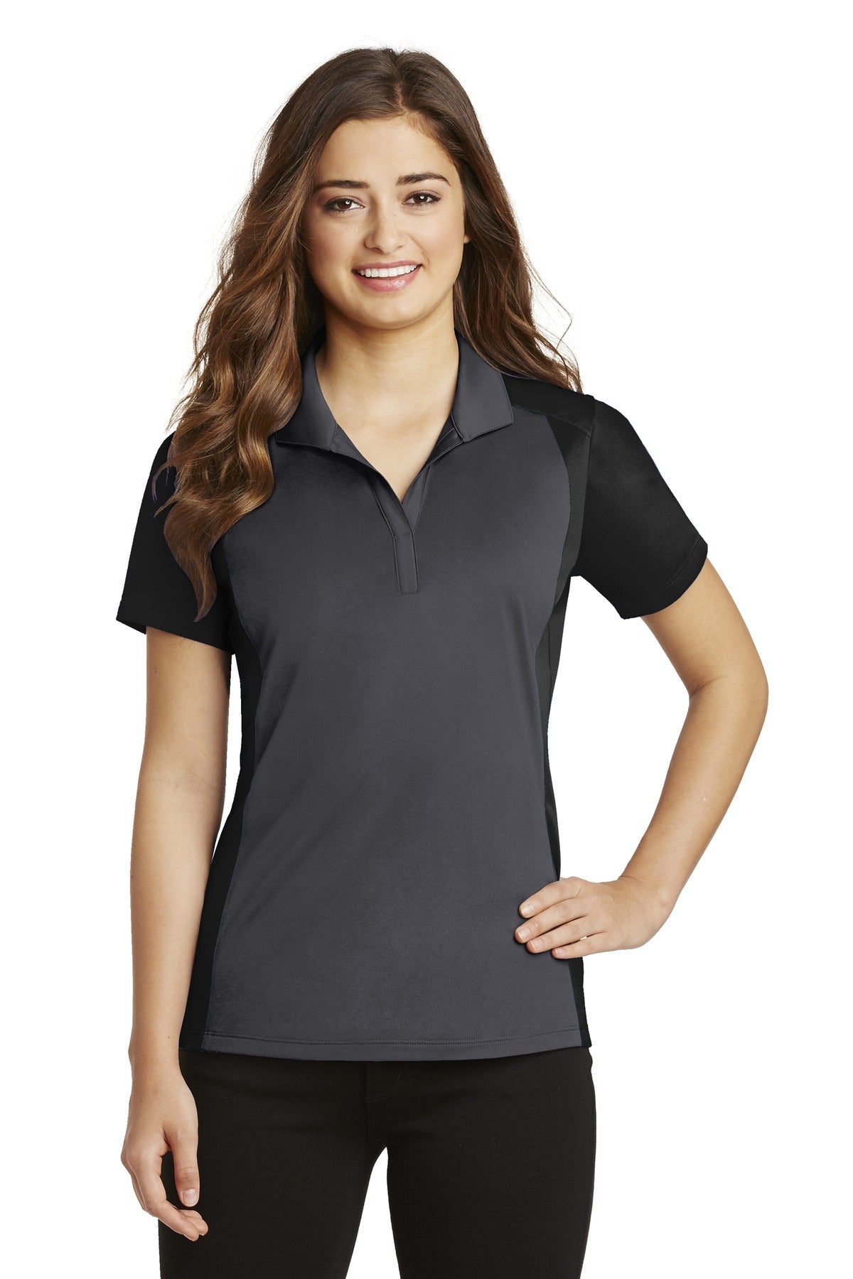 Ladies Iron Grey/ Black Sport-Tek