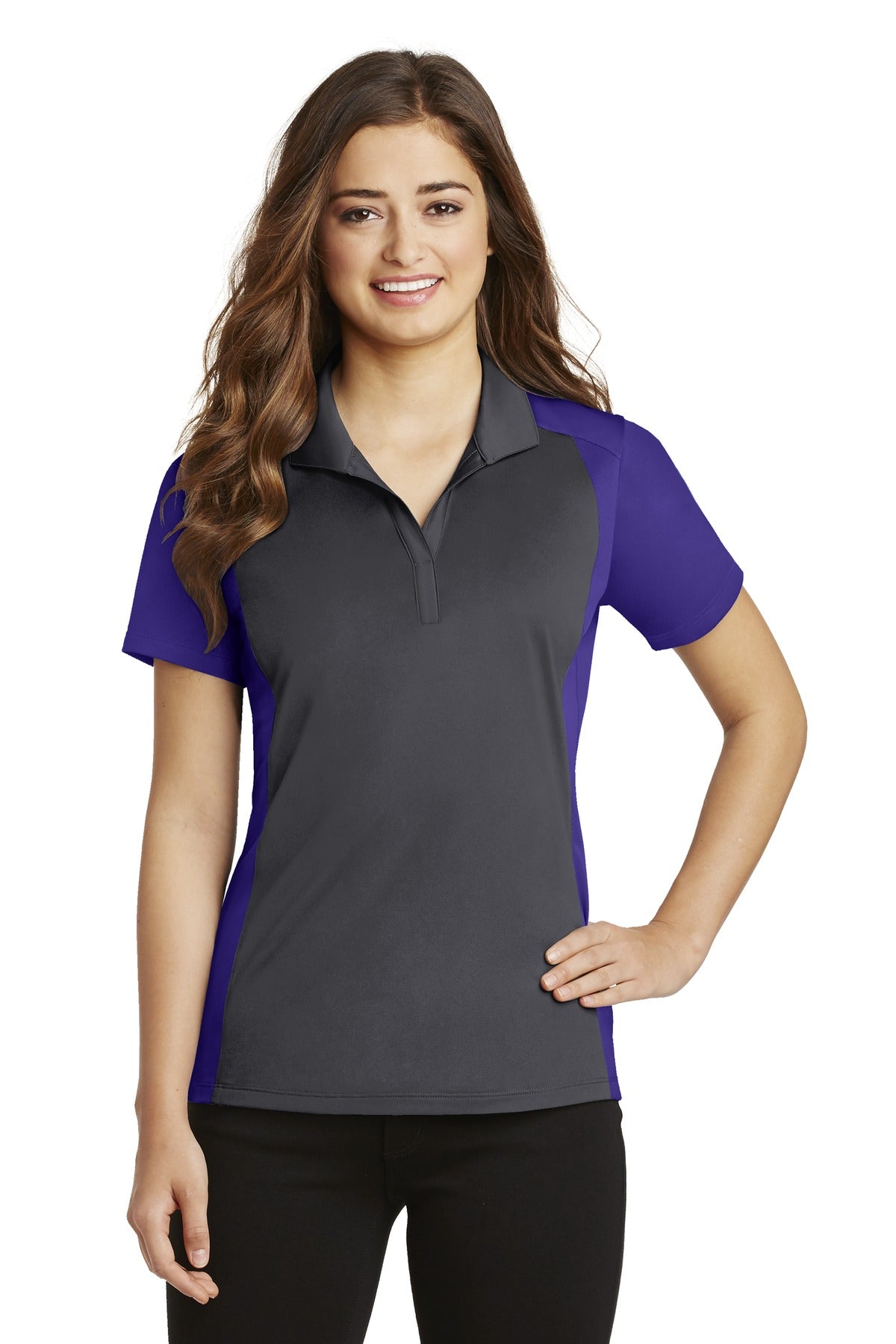 Ladies Iron Grey/ Purple Sport-Tek