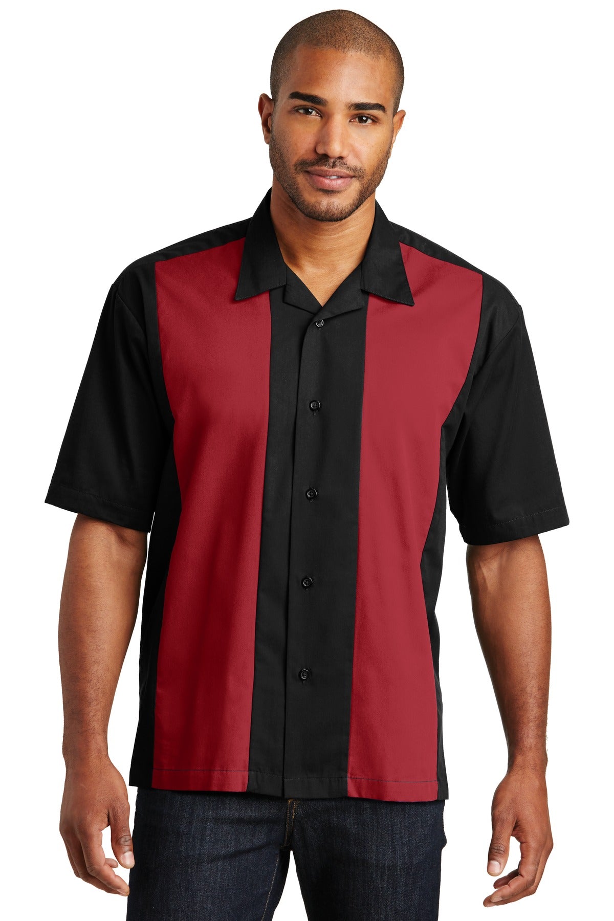 Woven Shirts Black/ Red Port Authority