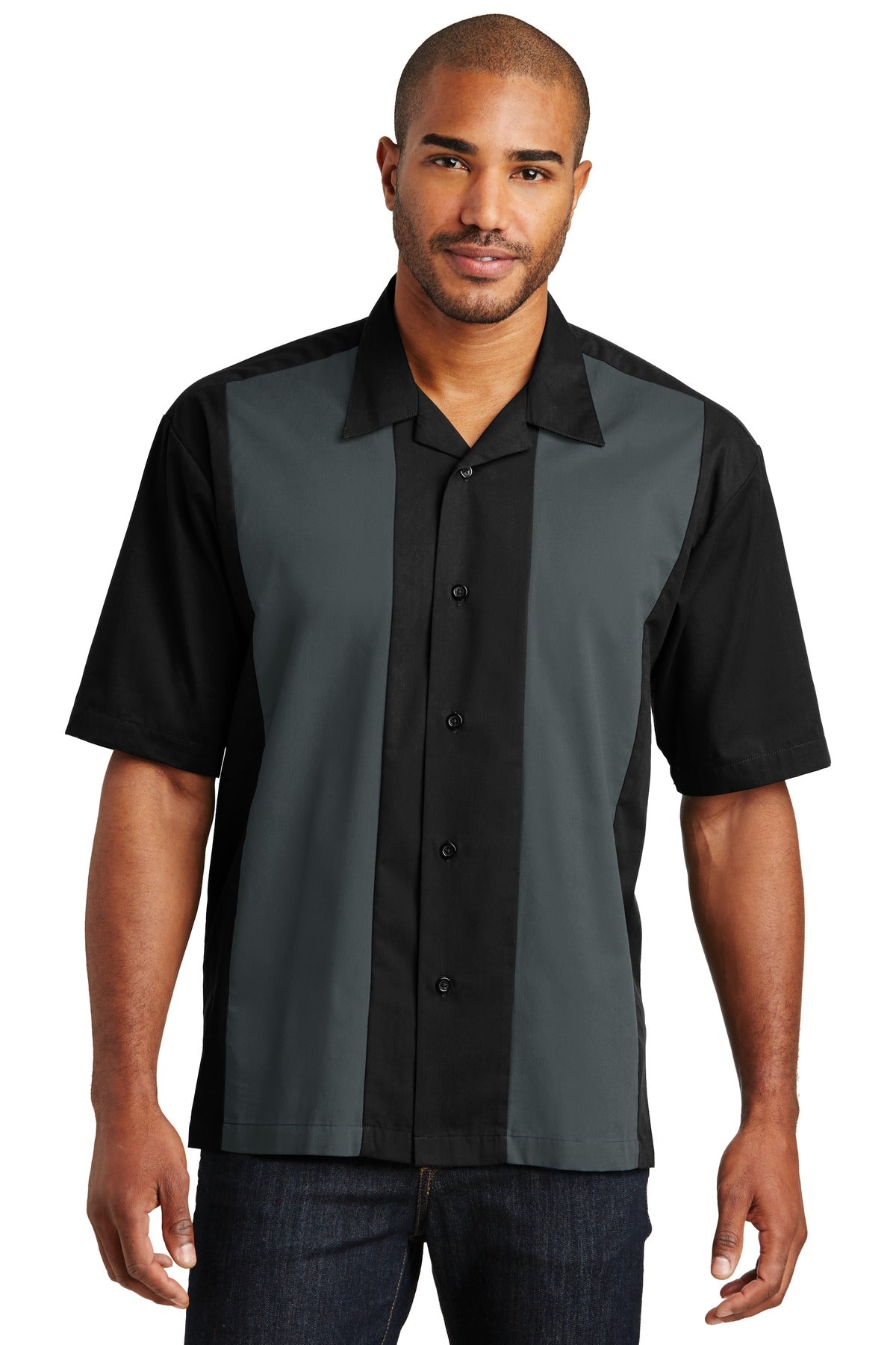 Woven Shirts Black/ Steel Grey Port Authority