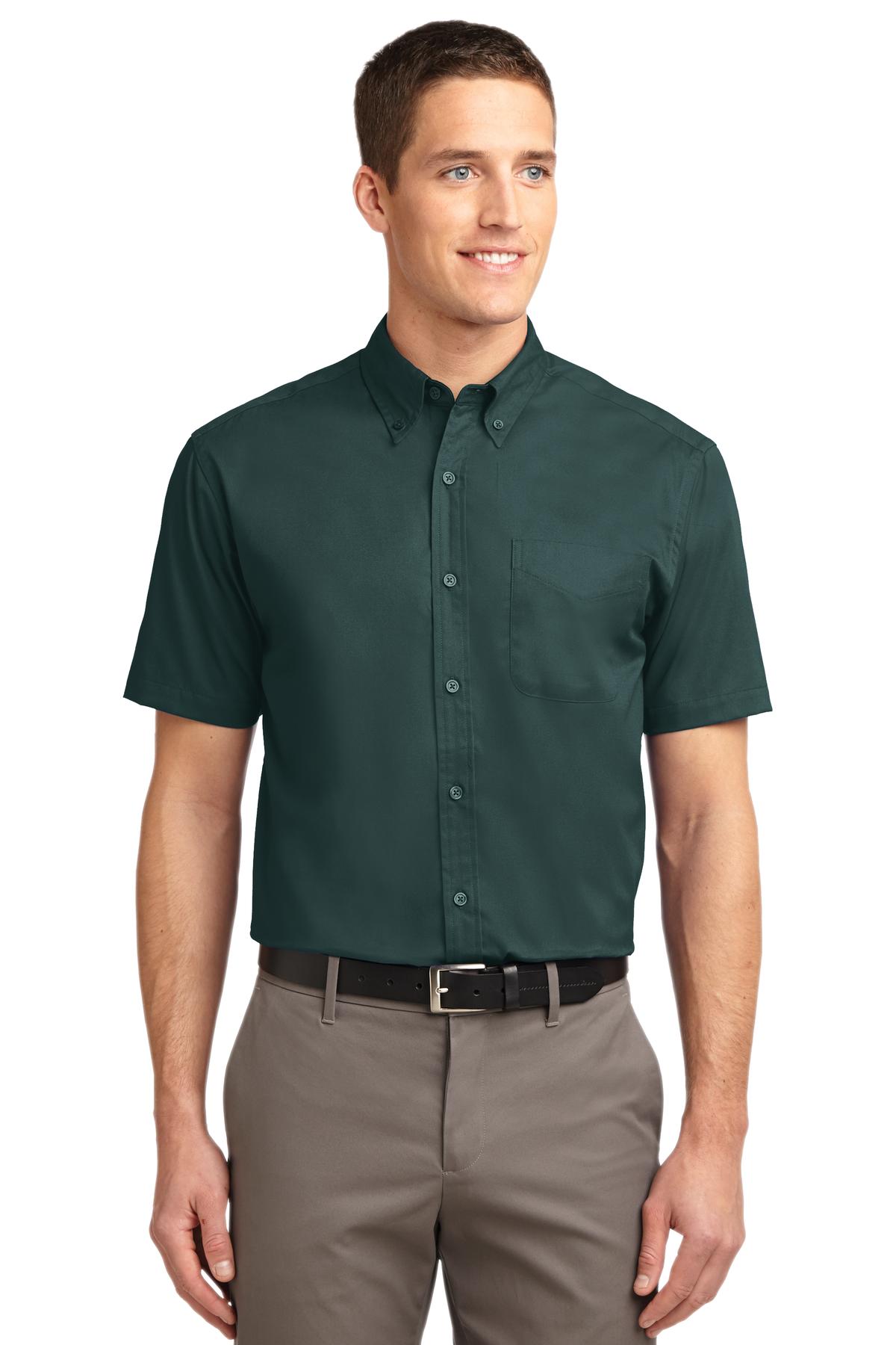 Woven Shirts Dark Green Navy Port Authority
