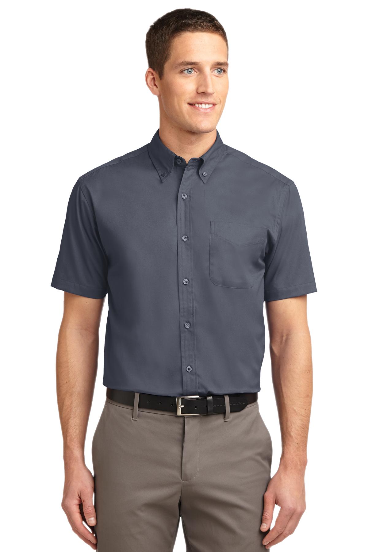 Woven Shirts Steel Grey Light Stone Port Authority