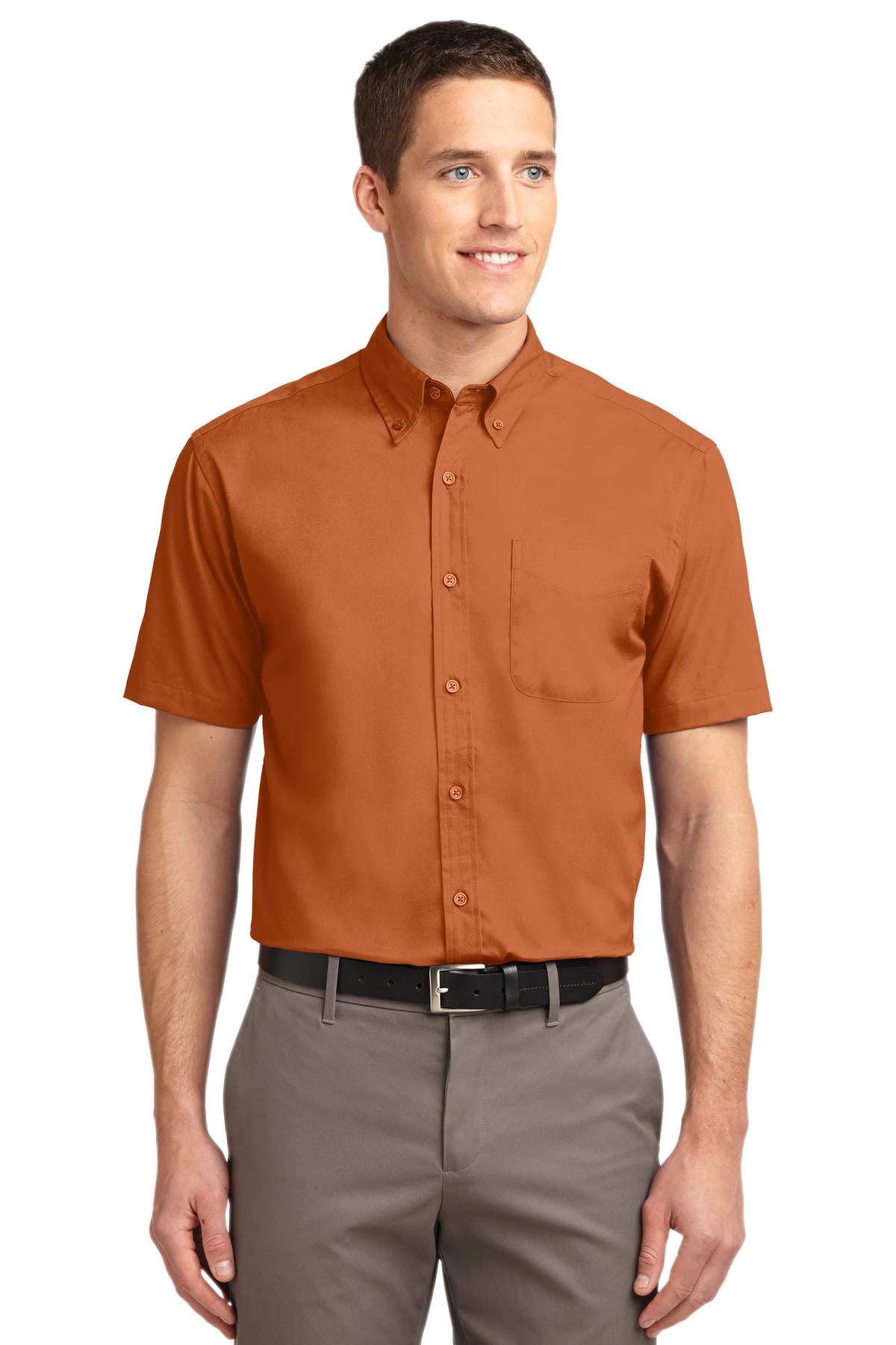 Woven Shirts Texas Orange Light Stone Port Authority