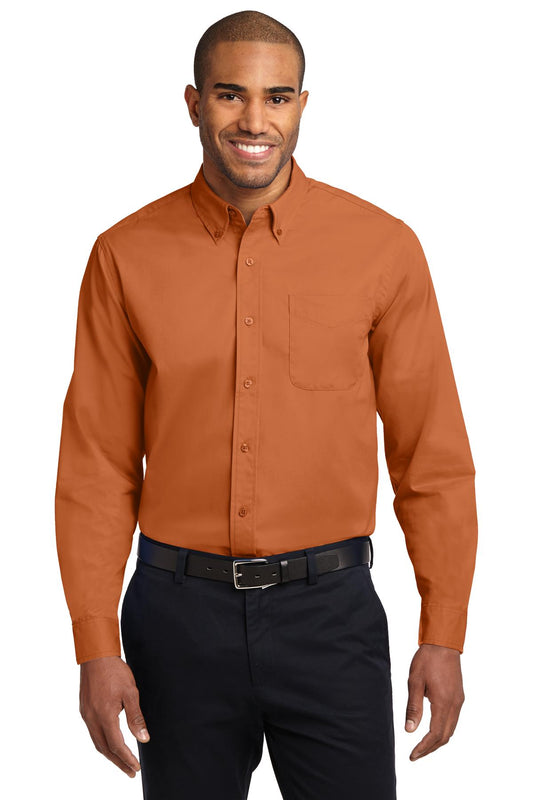 Woven Shirts Texas Orange Light Stone Port Authority