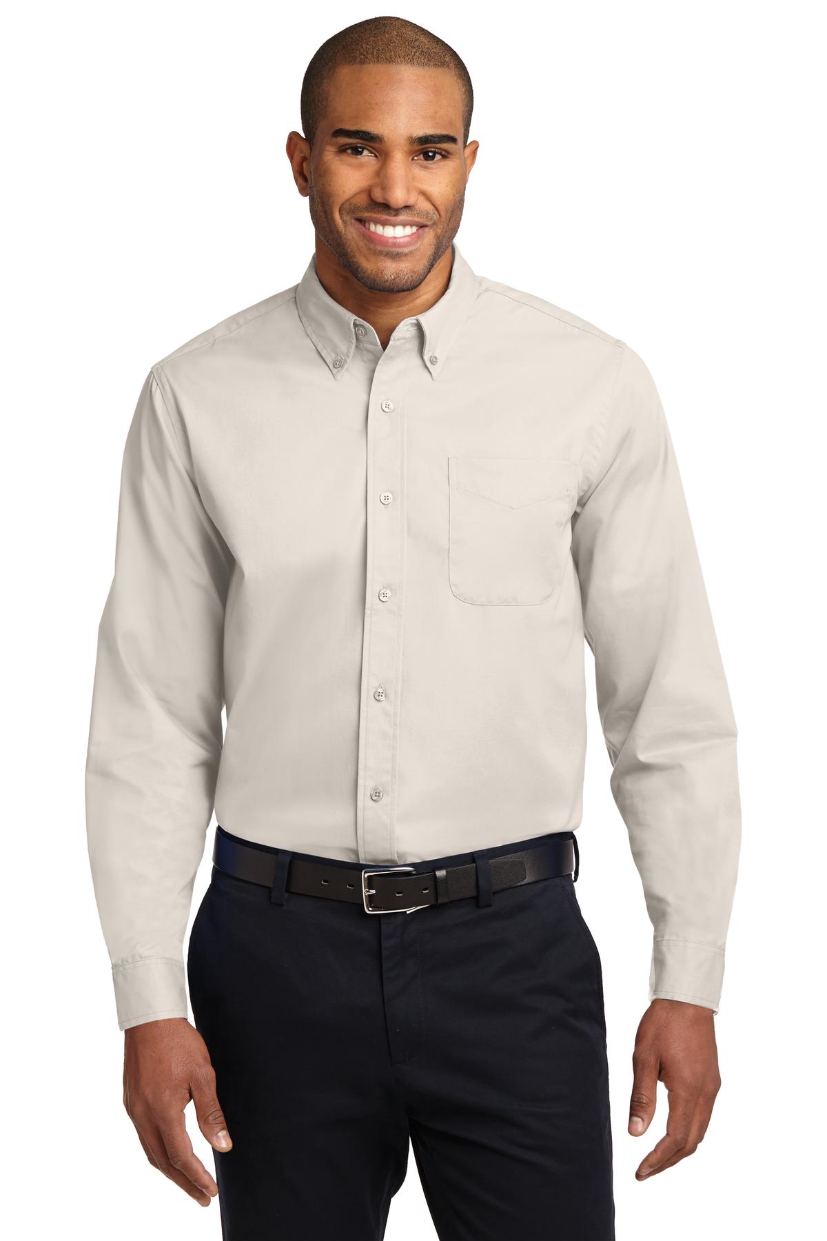 Woven Shirts Light Stone/ Classic Navy Port Authority