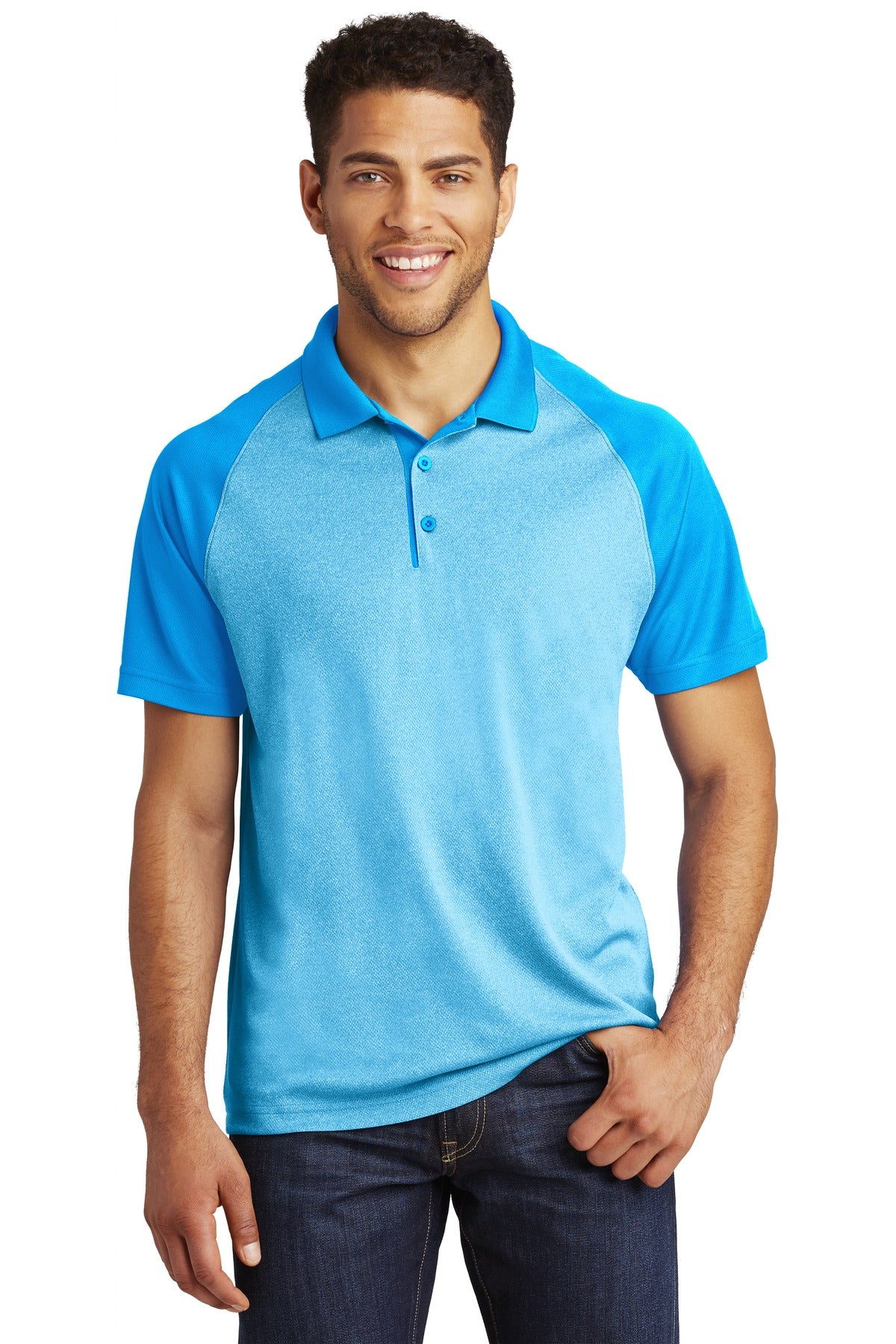 Polos/Knits Pond Blue Heather/ Pond Blue Sport-Tek
