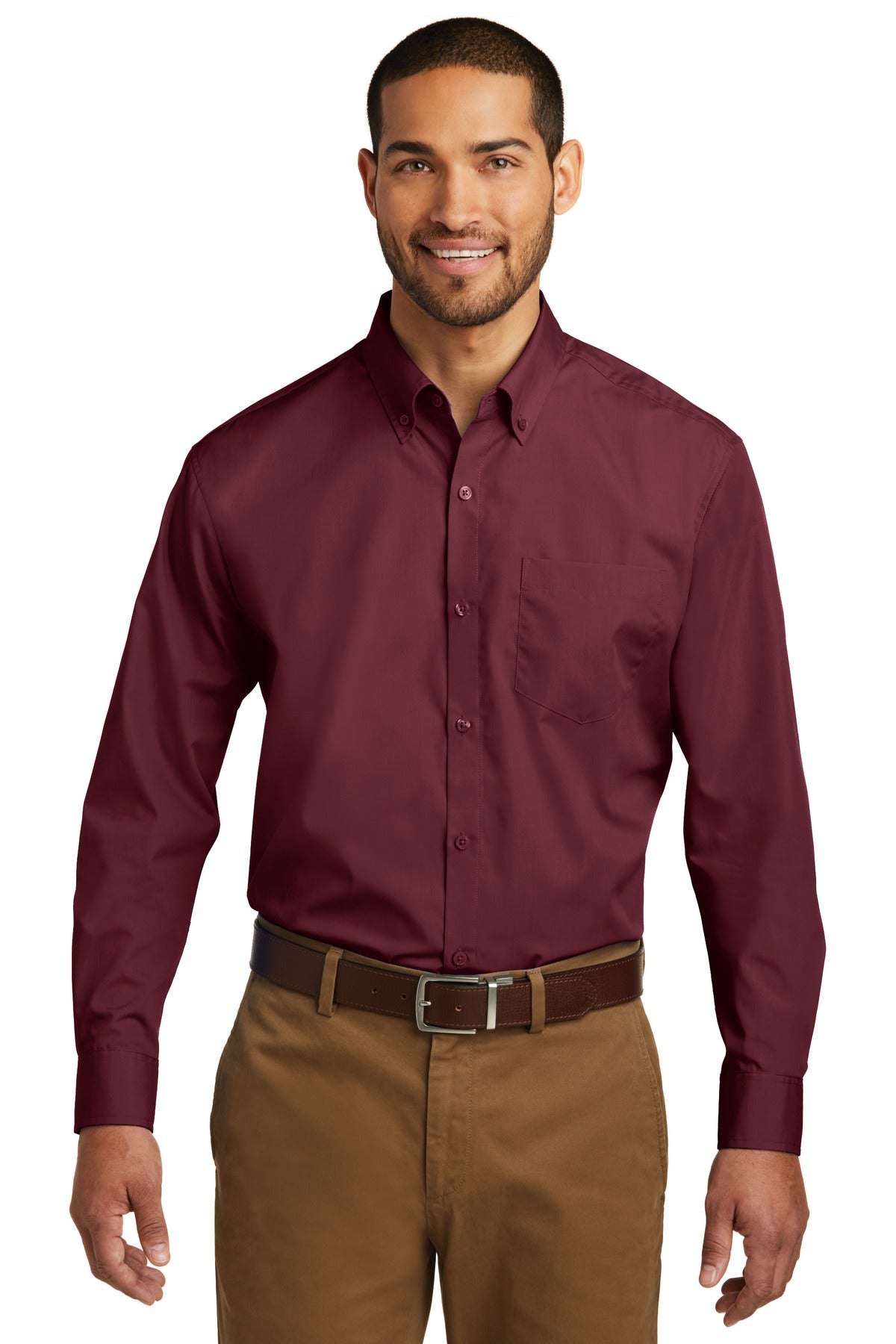 Woven Shirts Burgundy Port Authority