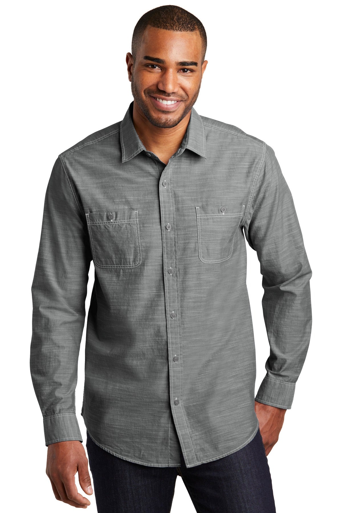 Woven Shirts Grey Port Authority