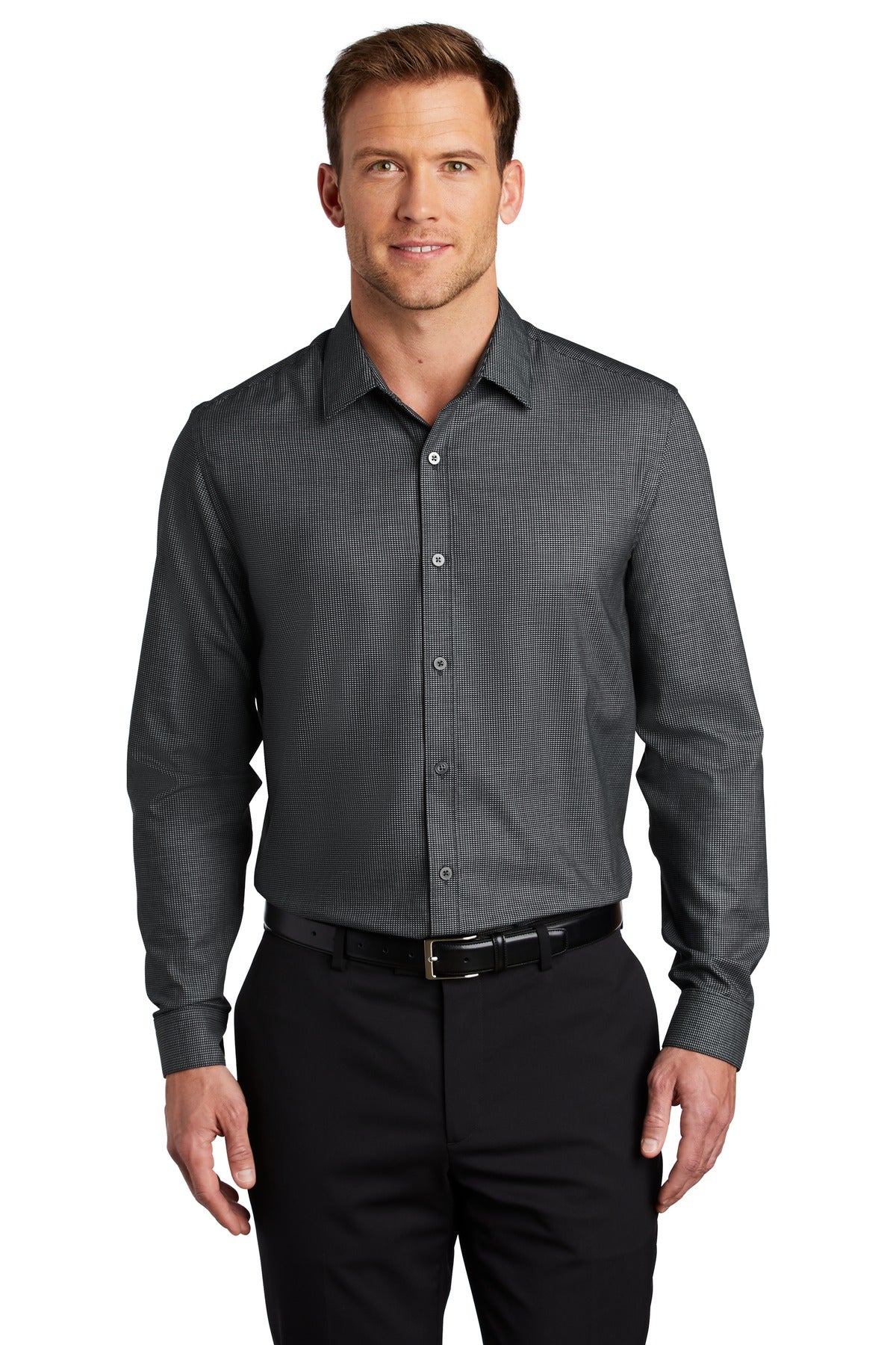 Woven Shirts Black/ Grey Steel Port Authority